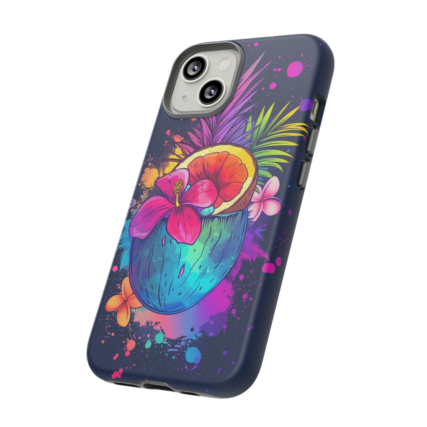 Coconut Dark Colorful Hawaiian Tropical Phone Case, Island Tropics, Wireless Compatible, Protective Cell Phone Case iPhone, Samsung, Pixel