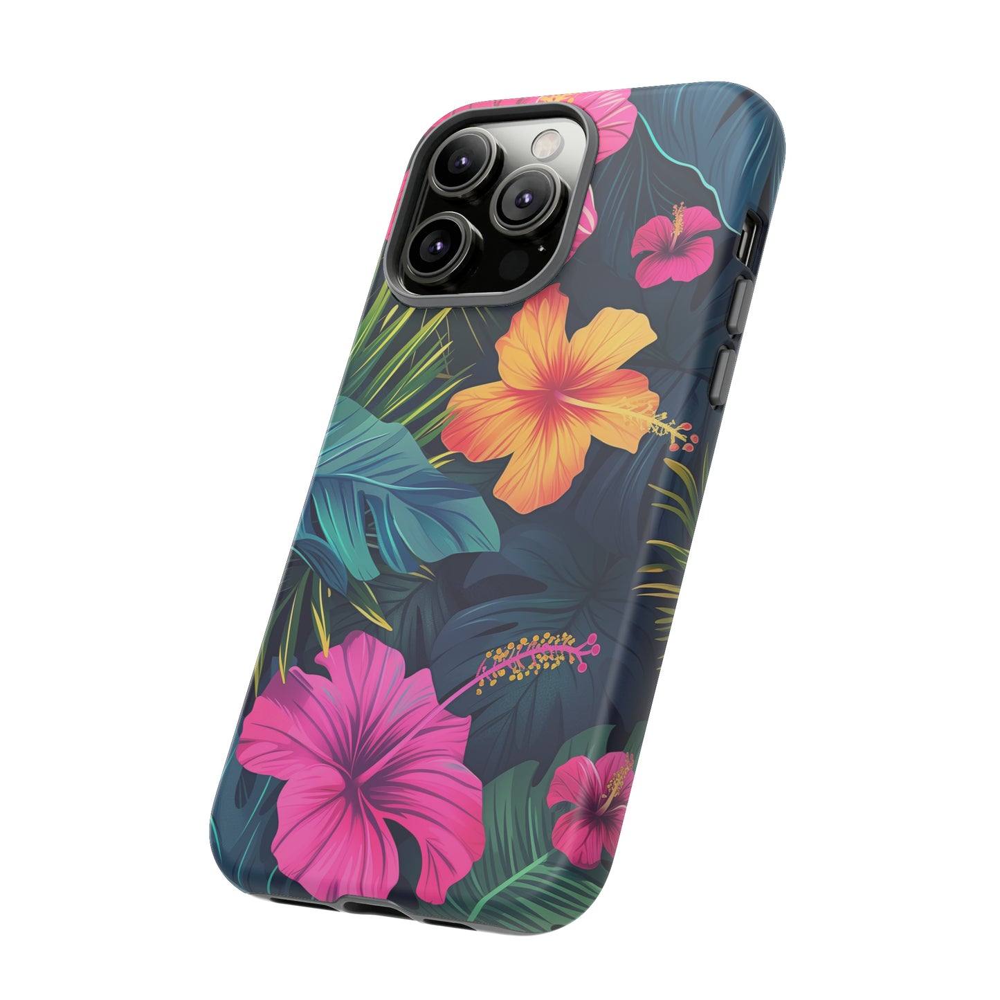 Hibiscus Dark Hawaiian Tropical Phone Case, 808, Island Tropics, Wireless Compatible, Protective Cell Phone Case iPhone, Samsung, Pixel