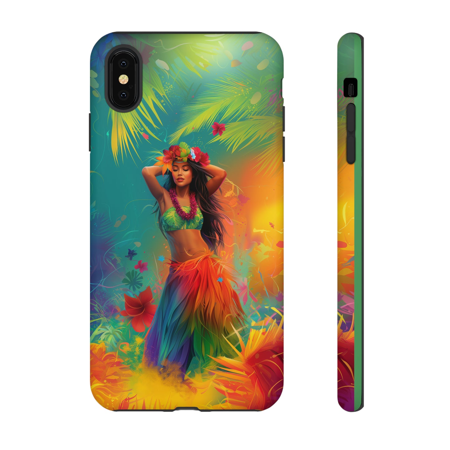 Hula Girl Hawaiian Phone Case, Tropical, Hibiscus, Wireless Compatible, Protective Cell Phone Case for iPhone, Samsung, Pixel phones