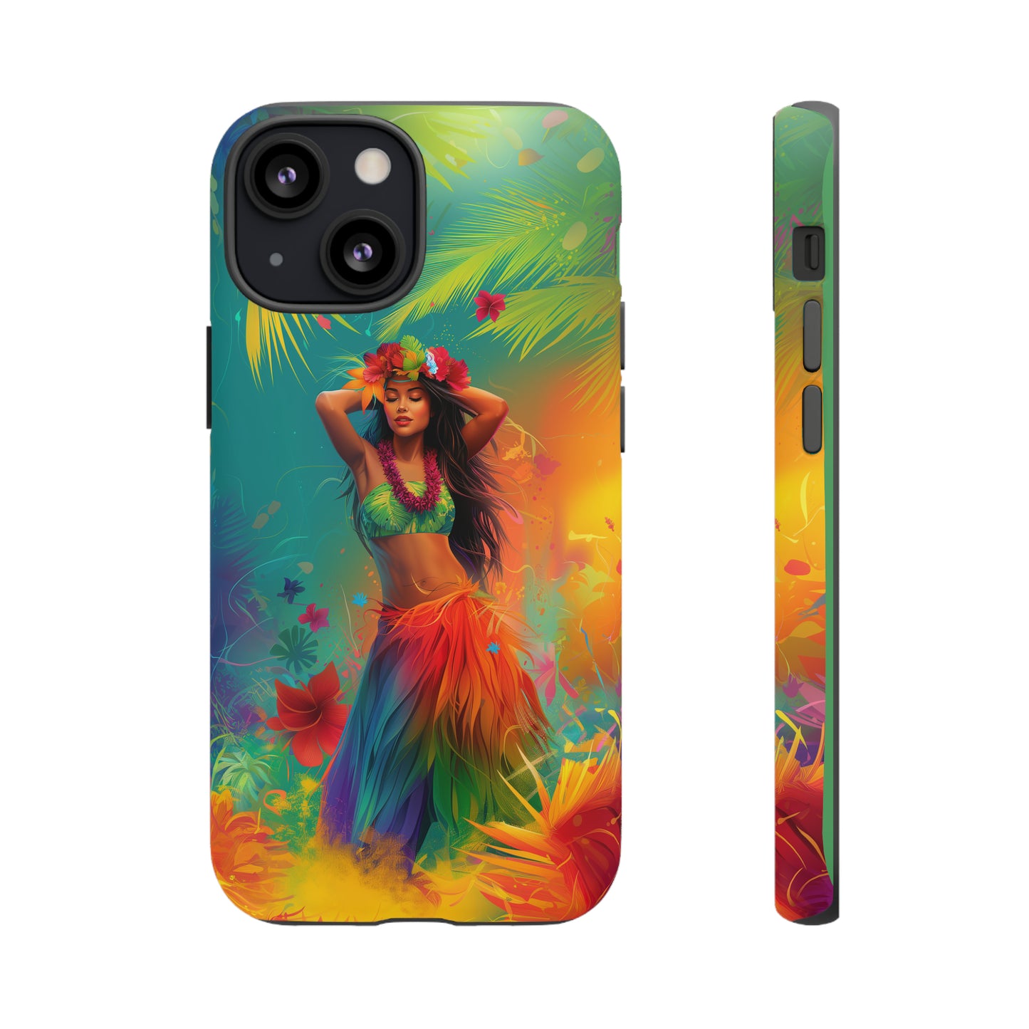Hula Girl Hawaiian Phone Case, Tropical, Hibiscus, Wireless Compatible, Protective Cell Phone Case for iPhone, Samsung, Pixel phones