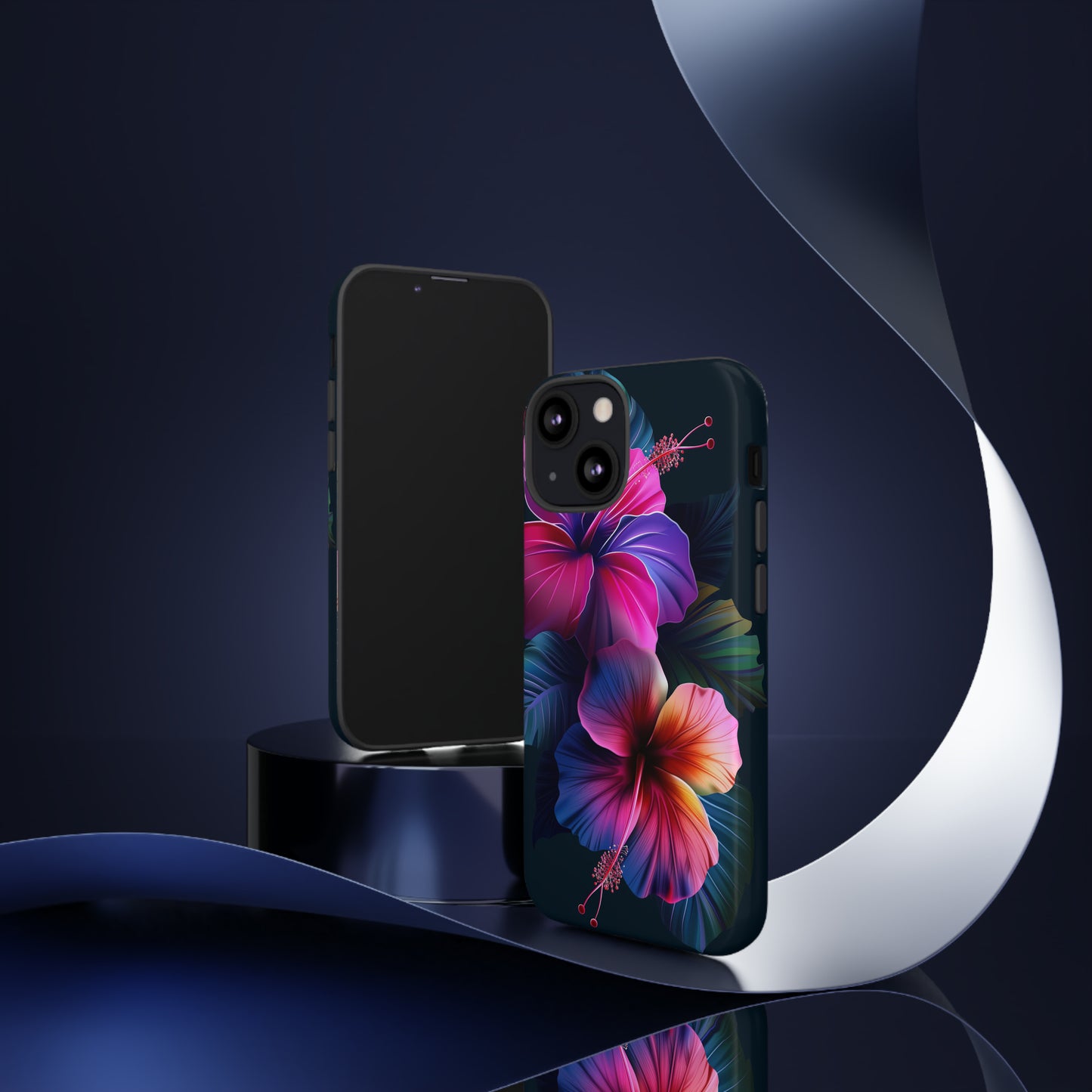 Hibiscus Neon Dark Hawaiian Tropical Phone Case, 808, Island Tropics, Wireless Compatible, Protective Cell Phone Case iPhone, Samsung, Pixel