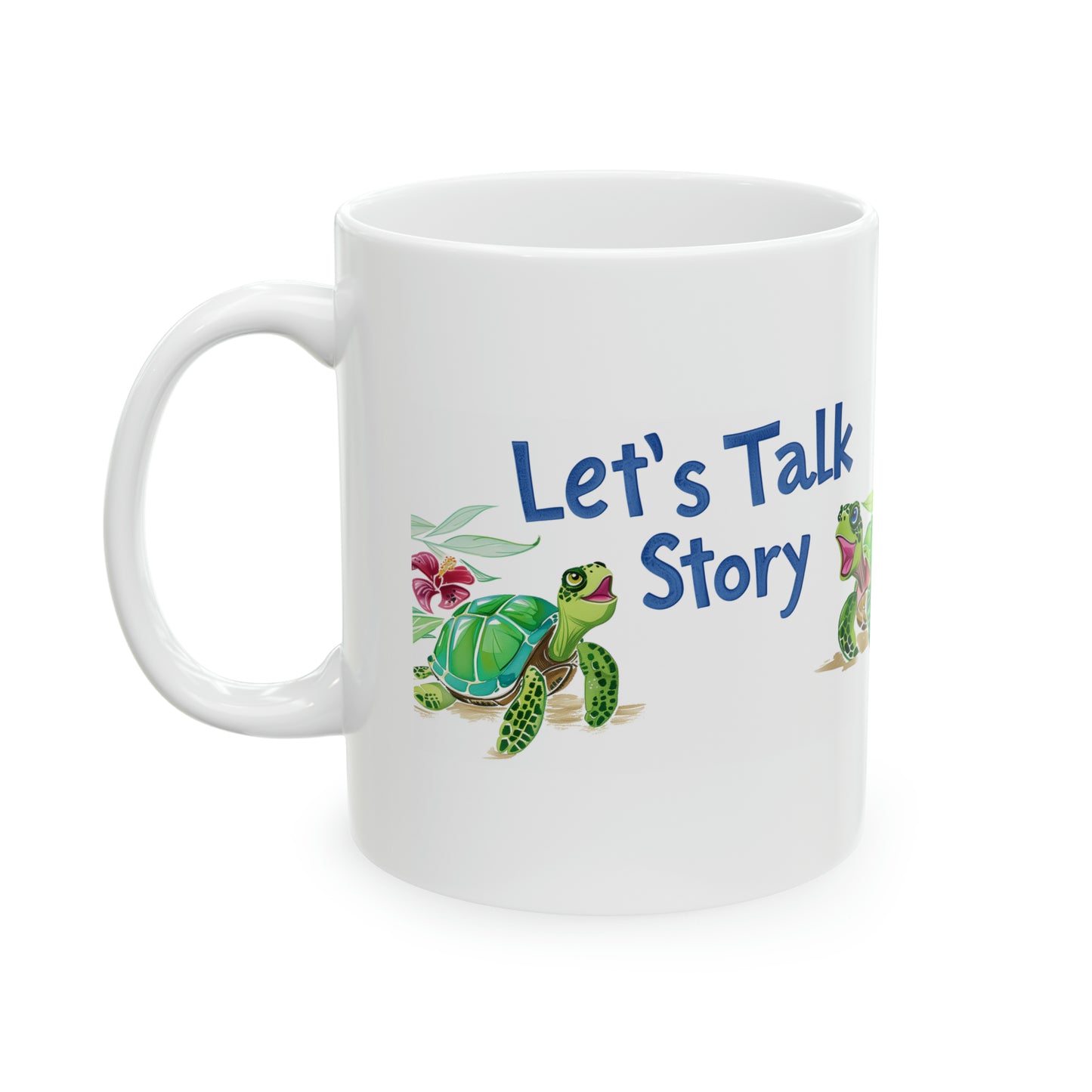 Let's Talk Story Turtles Honu Happy Hawaiian Ceramic Mug 11oz, Hawaii Mug, HI Mug, Aloha Mug, 808 Mug, Island Mug, Tropical Mug, Coffee Mug