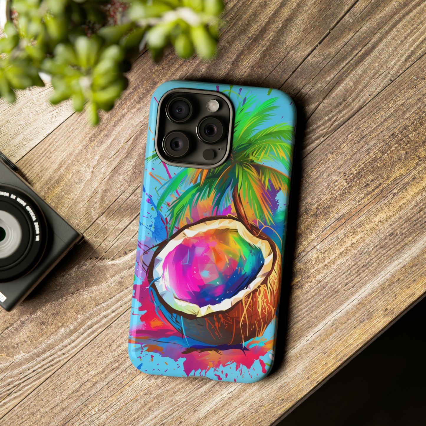 Coconut Colorful Hawaiian Tropical Phone Case, 808, Island Tropics, Wireless Compatible, Protective Cell Phone Case iPhone, Samsung, Pixel
