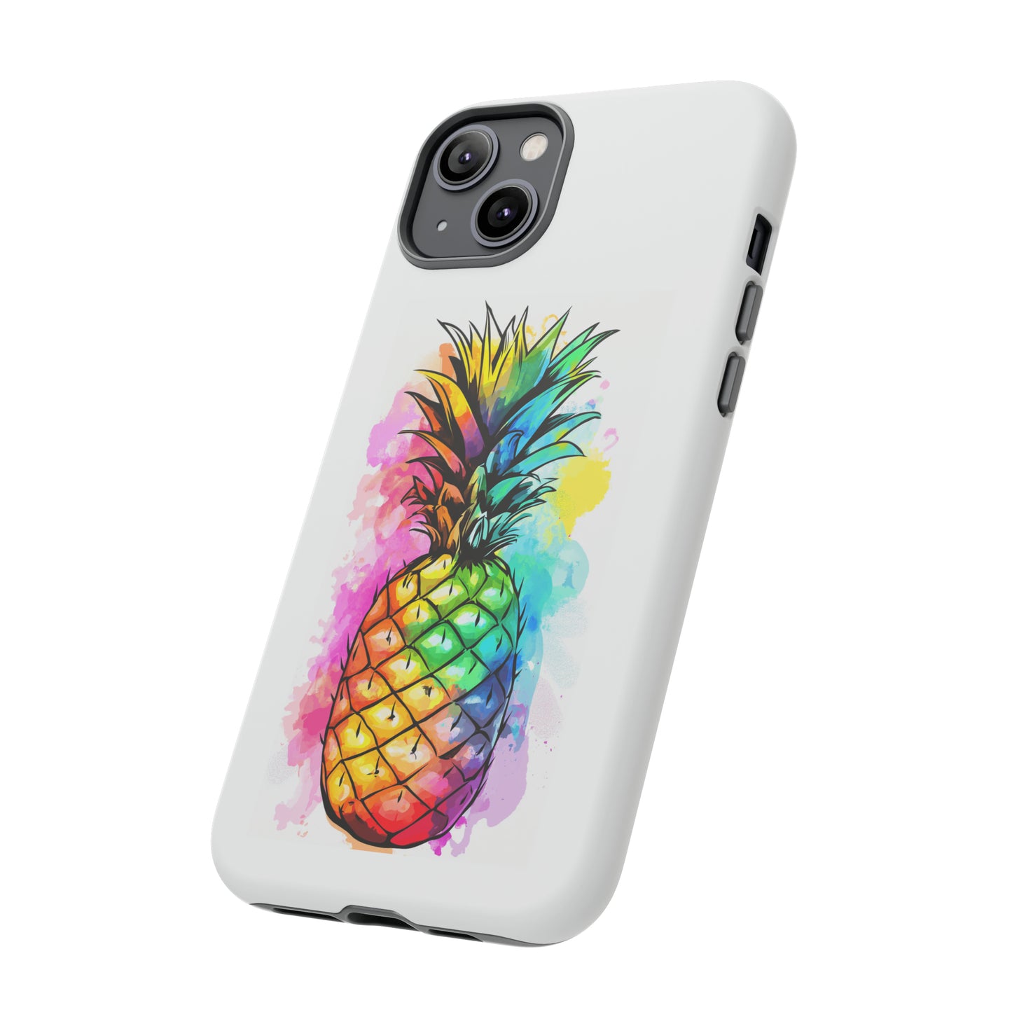 Color Splash Pineapple Hawaiian Phone Case, Tropical, Hibiscus, Wireless Compatible, Protective Cell Phone Case for iPhone, Samsung, Pixel