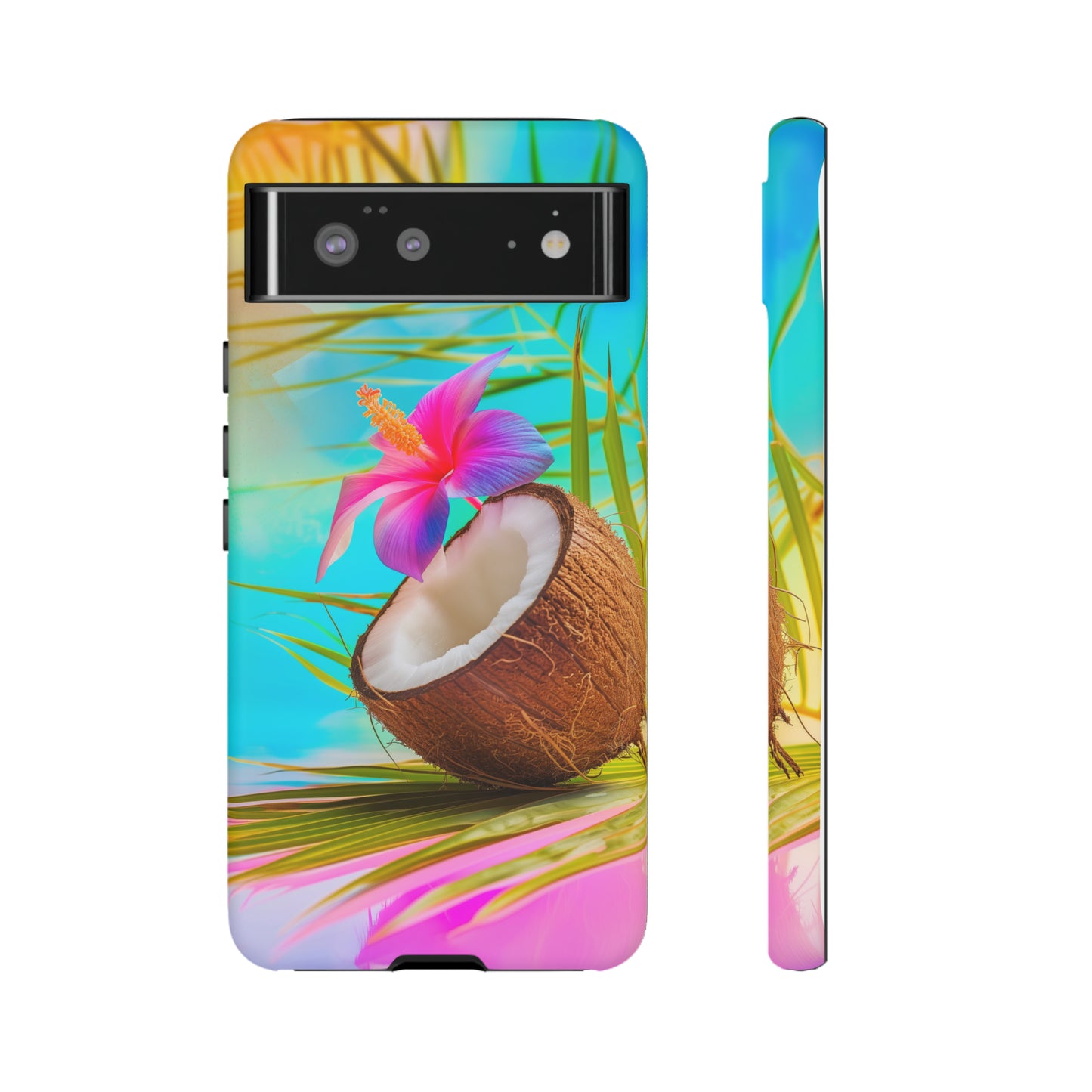 Coconut Colorful Hawaiian Tropical Phone Case, 808, Island Tropics, Wireless Compatible, Protective Cell Phone Case iPhone, Samsung, Pixel
