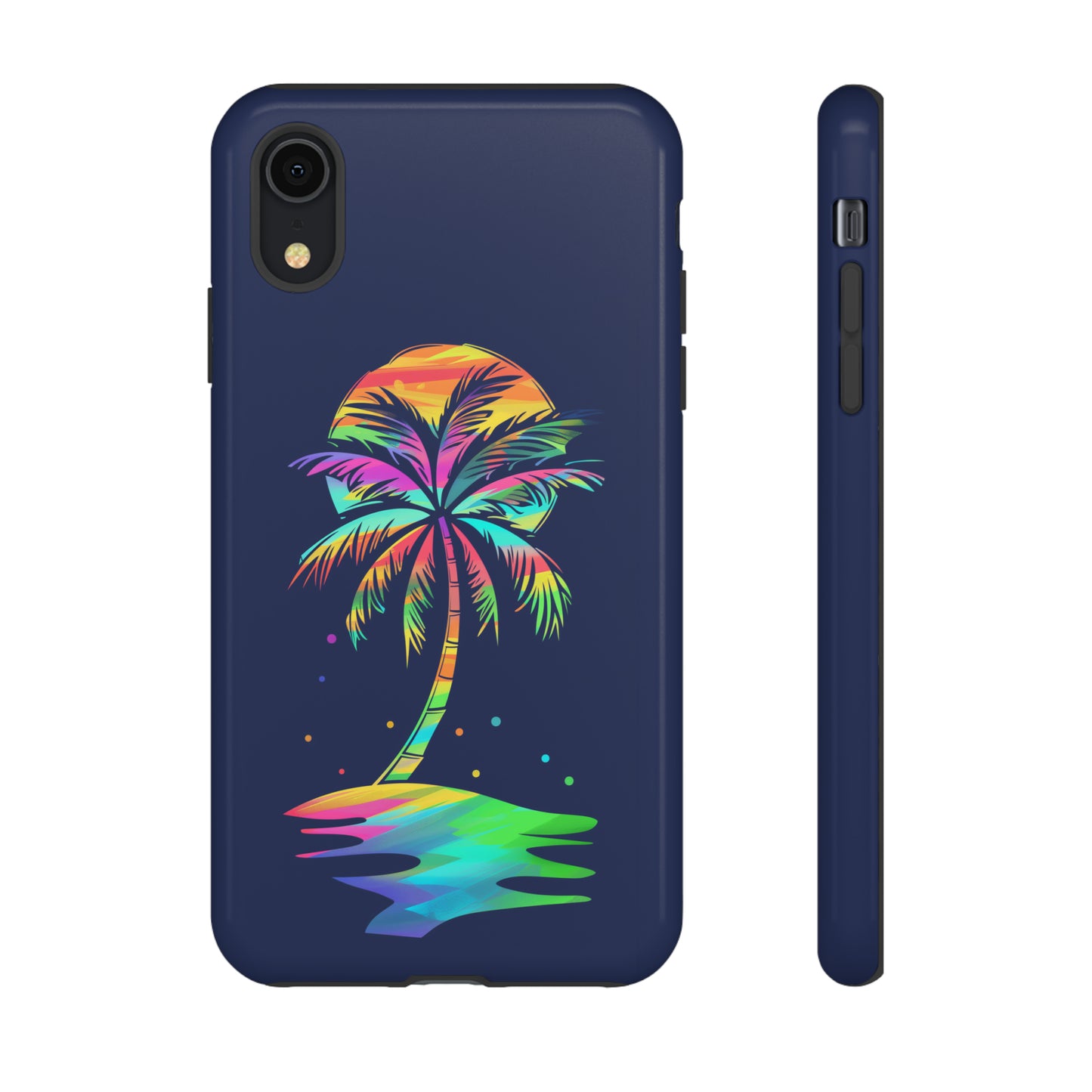 Night Palm Tree Hawaiian Phone Case, Tropical, Hibiscus, Wireless Compatible, Protective Cell Phone Case for iPhone, Samsung, Pixel phones