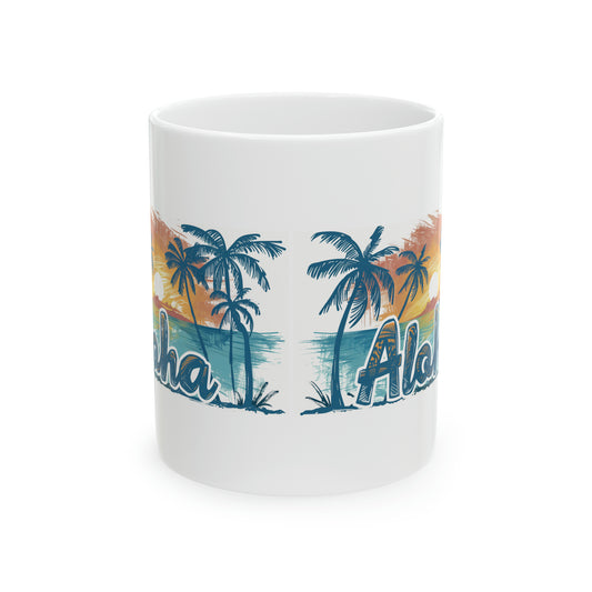 Aloha Sunset Blue Bold Hawaiian Ceramic Mug 11oz, Hawaii Mug, HI Mug, Aloha Mug, 808 Mug, Island Mug, Tropical Mug, Coffee Mug