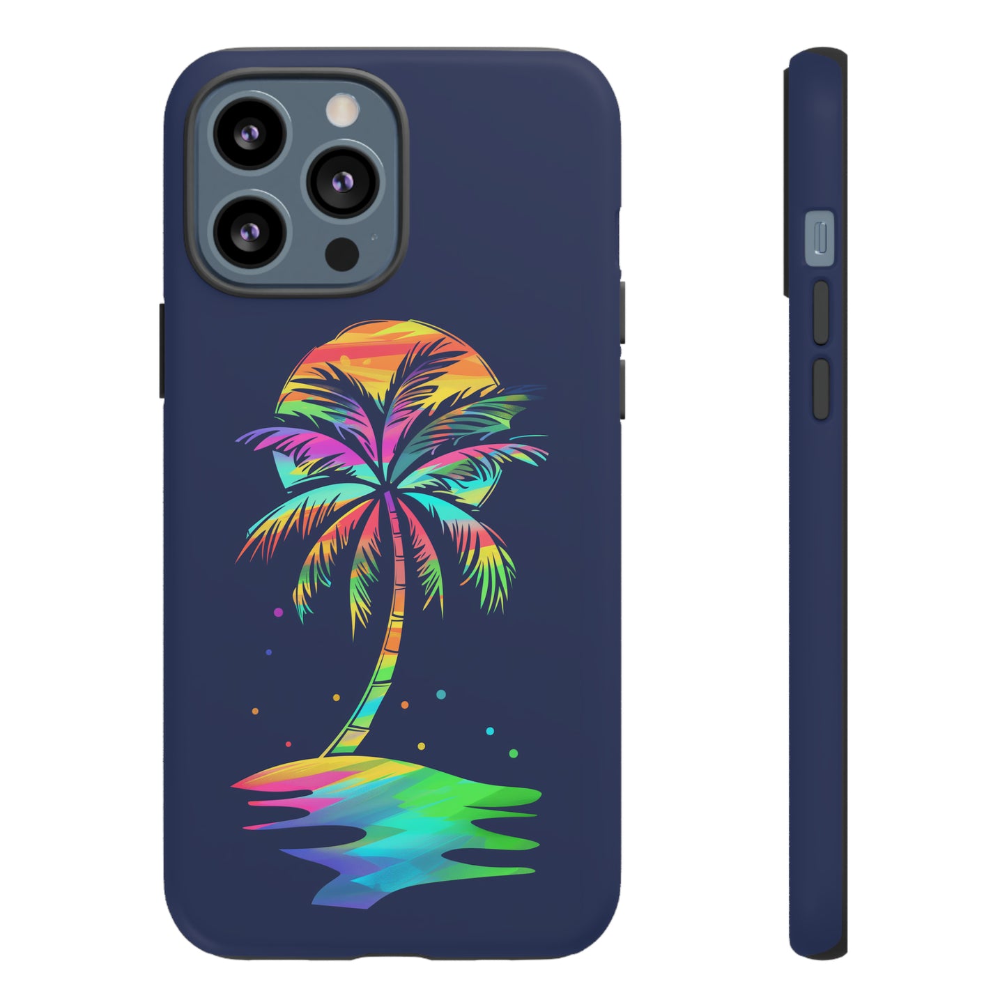 Night Palm Tree Hawaiian Phone Case, Tropical, Hibiscus, Wireless Compatible, Protective Cell Phone Case for iPhone, Samsung, Pixel phones