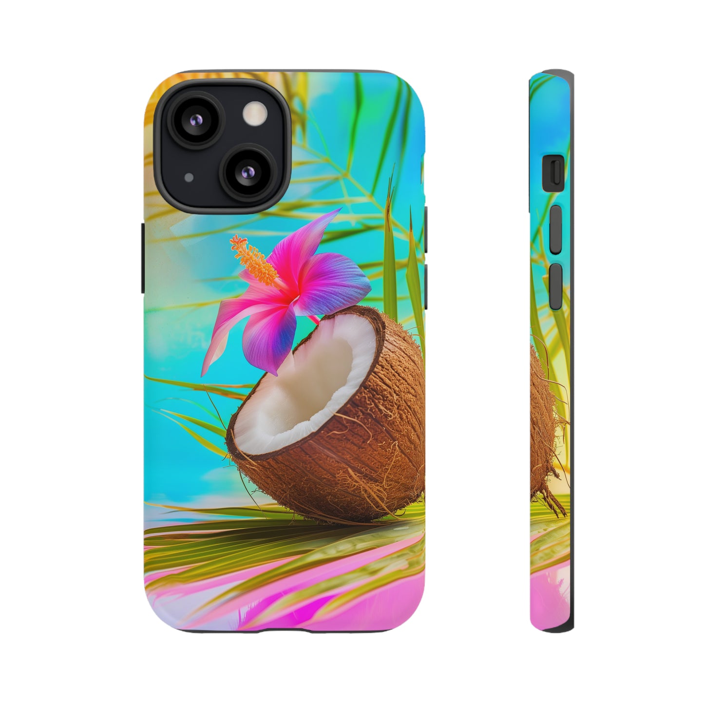 Coconut Colorful Hawaiian Tropical Phone Case, 808, Island Tropics, Wireless Compatible, Protective Cell Phone Case iPhone, Samsung, Pixel