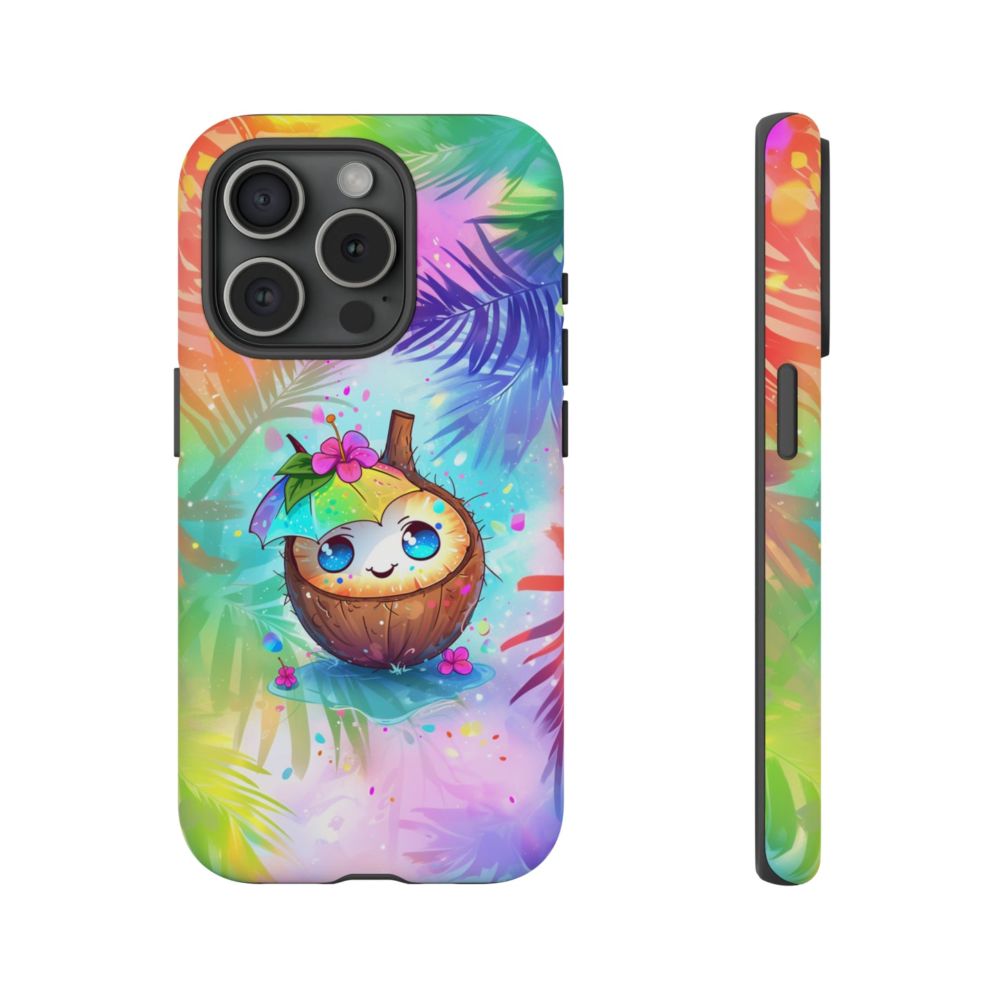 Cute Anime Coconut Hawaiian Tropical Phone Case, 808, Island Tropics, Wireless Compatible, Protective Cell Phone Case iPhone, Samsung, Pixel
