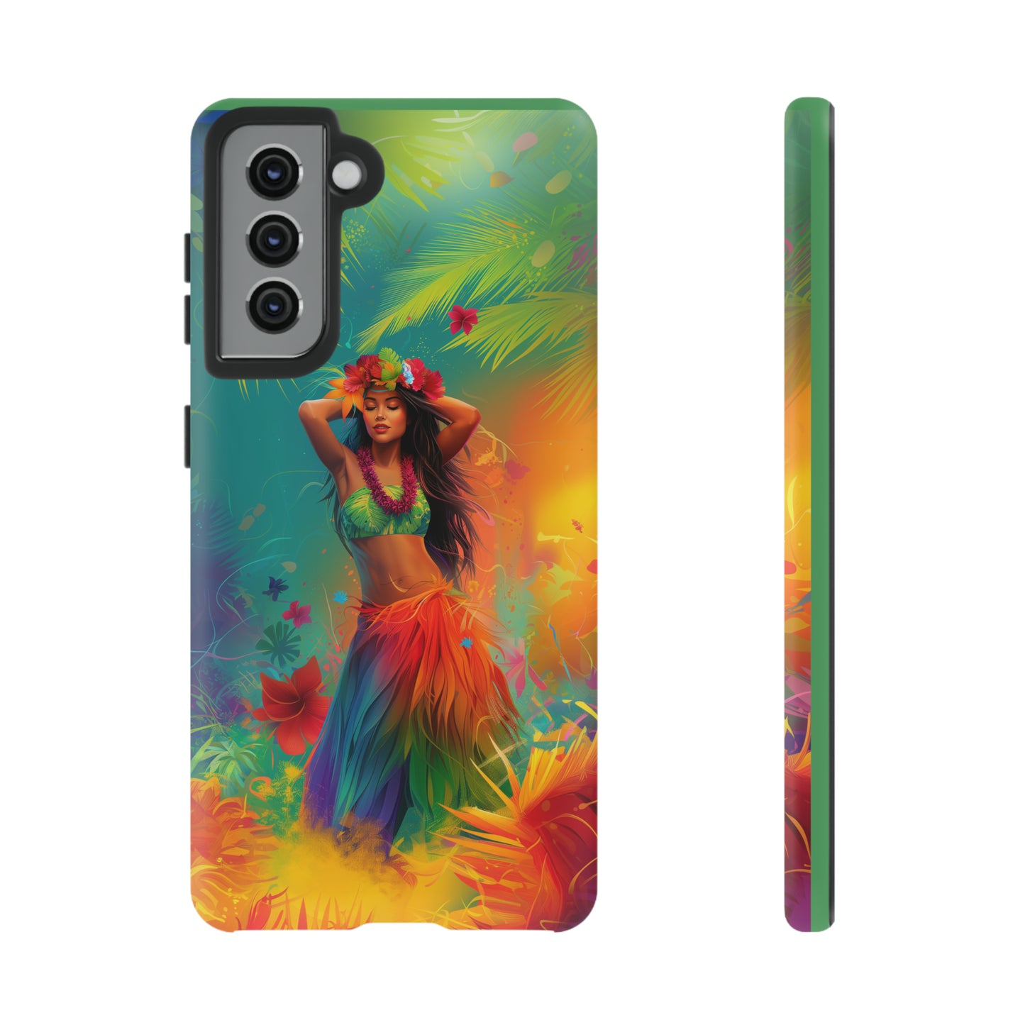 Hula Girl Hawaiian Phone Case, Tropical, Hibiscus, Wireless Compatible, Protective Cell Phone Case for iPhone, Samsung, Pixel phones