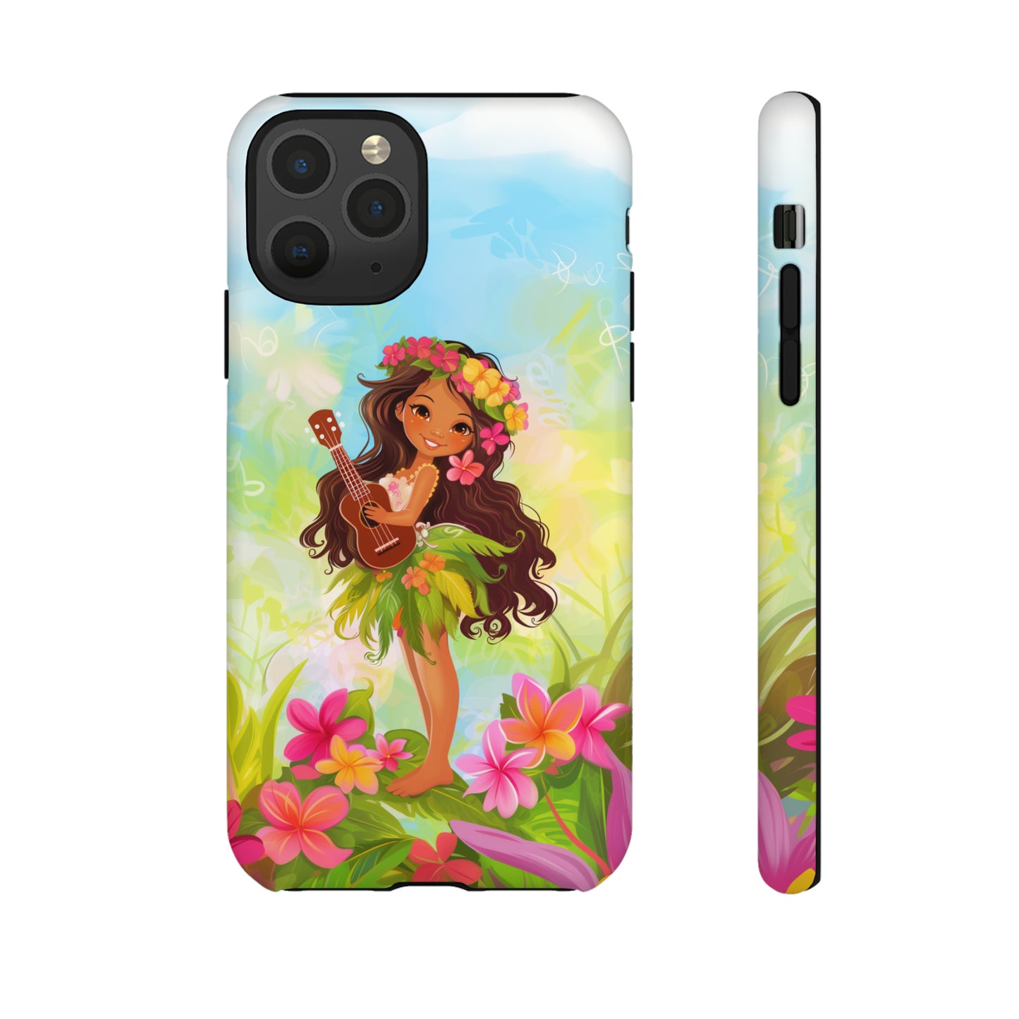 Cute Hula Girl Hawaiian Phone Case, Tropical, Hibiscus, Wireless Compatible, Protective Cell Phone Case for iPhone, Samsung, Pixel phones