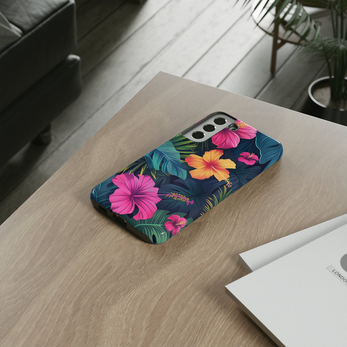 Hibiscus Dark Hawaiian Tropical Phone Case, 808, Island Tropics, Wireless Compatible, Protective Cell Phone Case iPhone, Samsung, Pixel