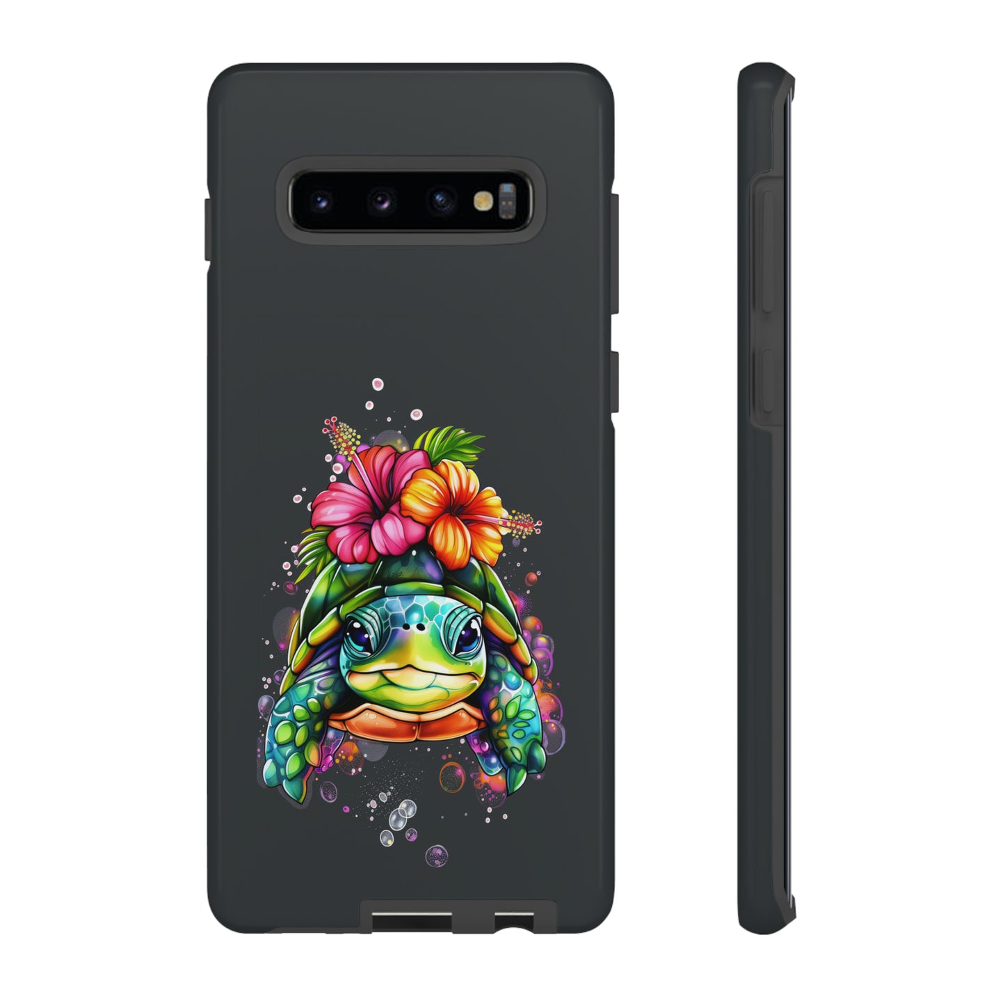 Color Splash Turtle Hawaiian Phone Case, Tropical, Hibiscus, Wireless Compatible, Protective Cell Phone Case for iPhone, Samsung, Pixel