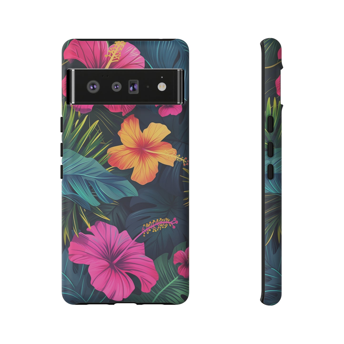 Hibiscus Dark Hawaiian Tropical Phone Case, 808, Island Tropics, Wireless Compatible, Protective Cell Phone Case iPhone, Samsung, Pixel