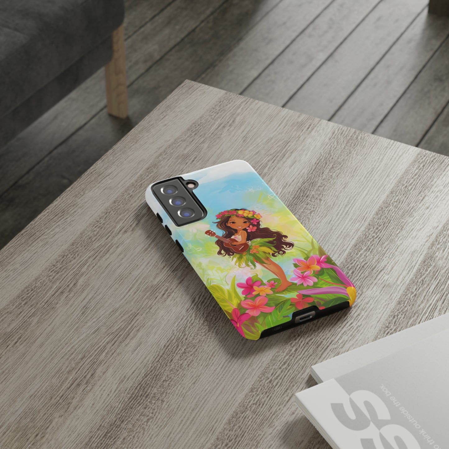 Cute Hula Girl Hawaiian Phone Case, Tropical, Hibiscus, Wireless Compatible, Protective Cell Phone Case for iPhone, Samsung, Pixel phones