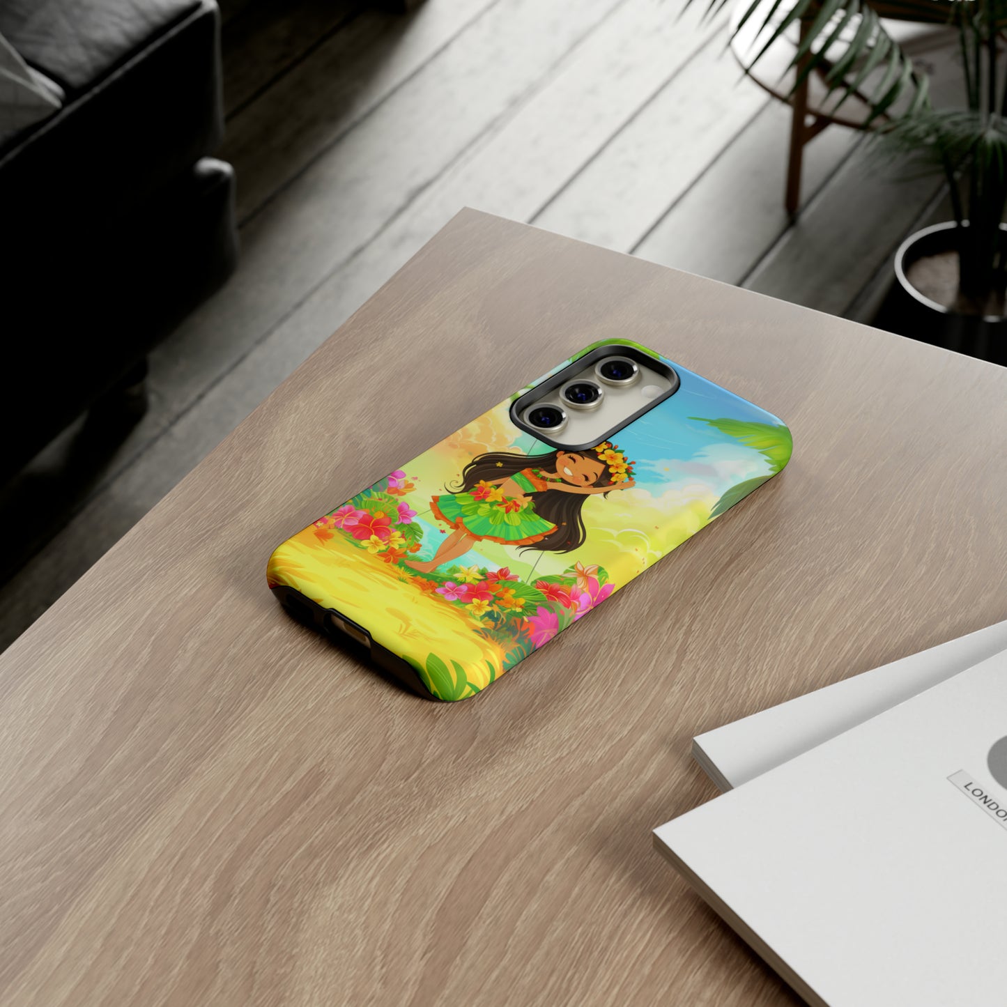 Cute Hula Girl Hawaiian Phone Case, Tropical, Hibiscus, Wireless Compatible, Protective Cell Phone Case for iPhone, Samsung, Pixel phones