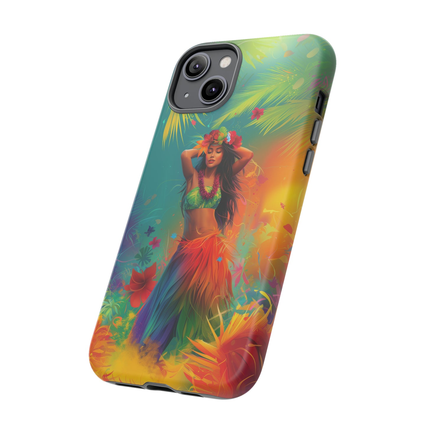 Hula Girl Hawaiian Phone Case, Tropical, Hibiscus, Wireless Compatible, Protective Cell Phone Case for iPhone, Samsung, Pixel phones