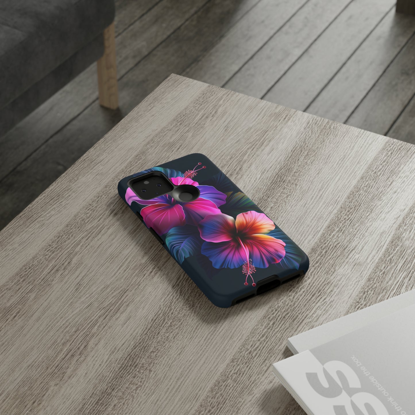 Hibiscus Neon Dark Hawaiian Tropical Phone Case, 808, Island Tropics, Wireless Compatible, Protective Cell Phone Case iPhone, Samsung, Pixel