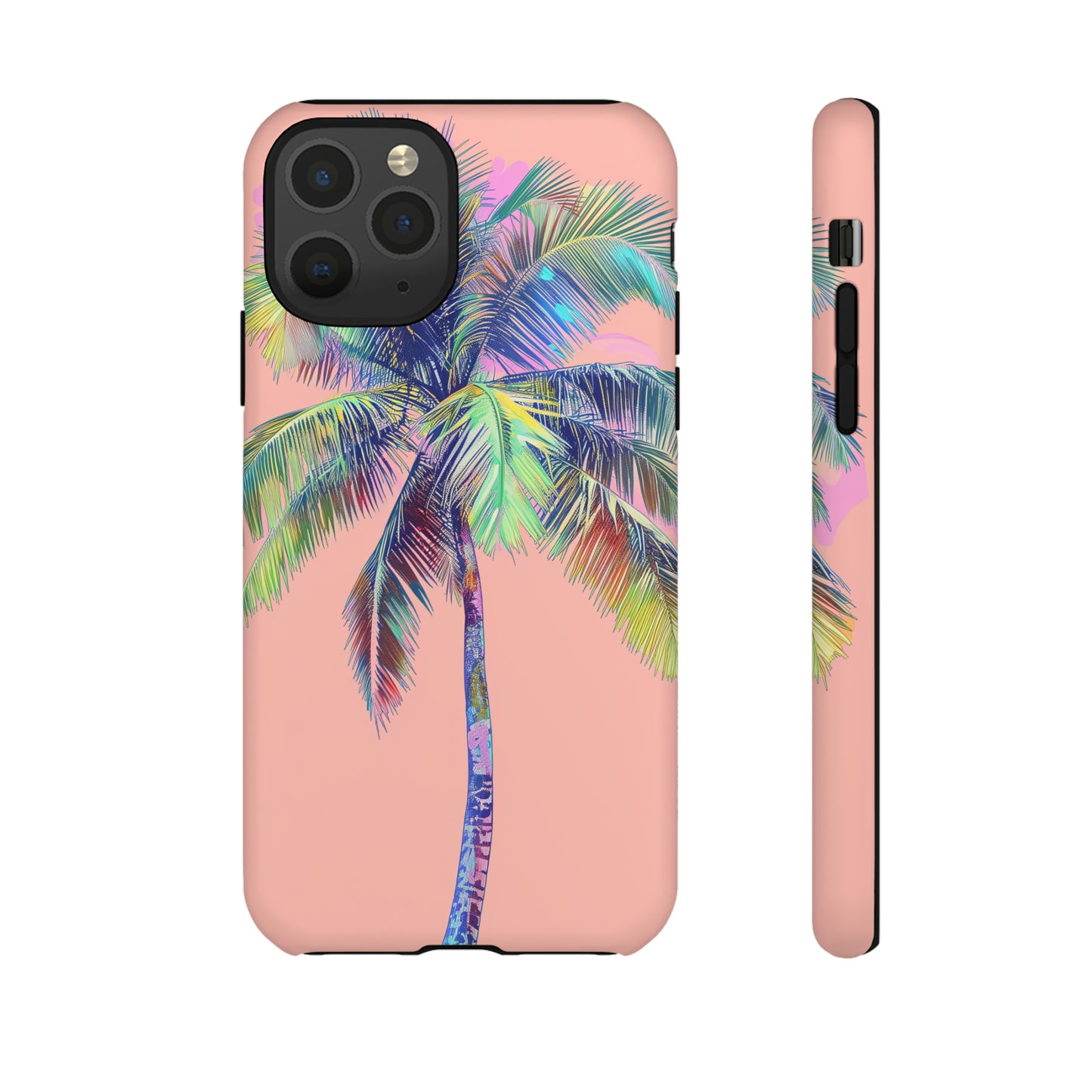 Pink Palm Tree Hawaiian Phone Case, Tropical, Hibiscus, Wireless Compatible, Protective Cell Phone Case for iPhone, Samsung, Pixel phones