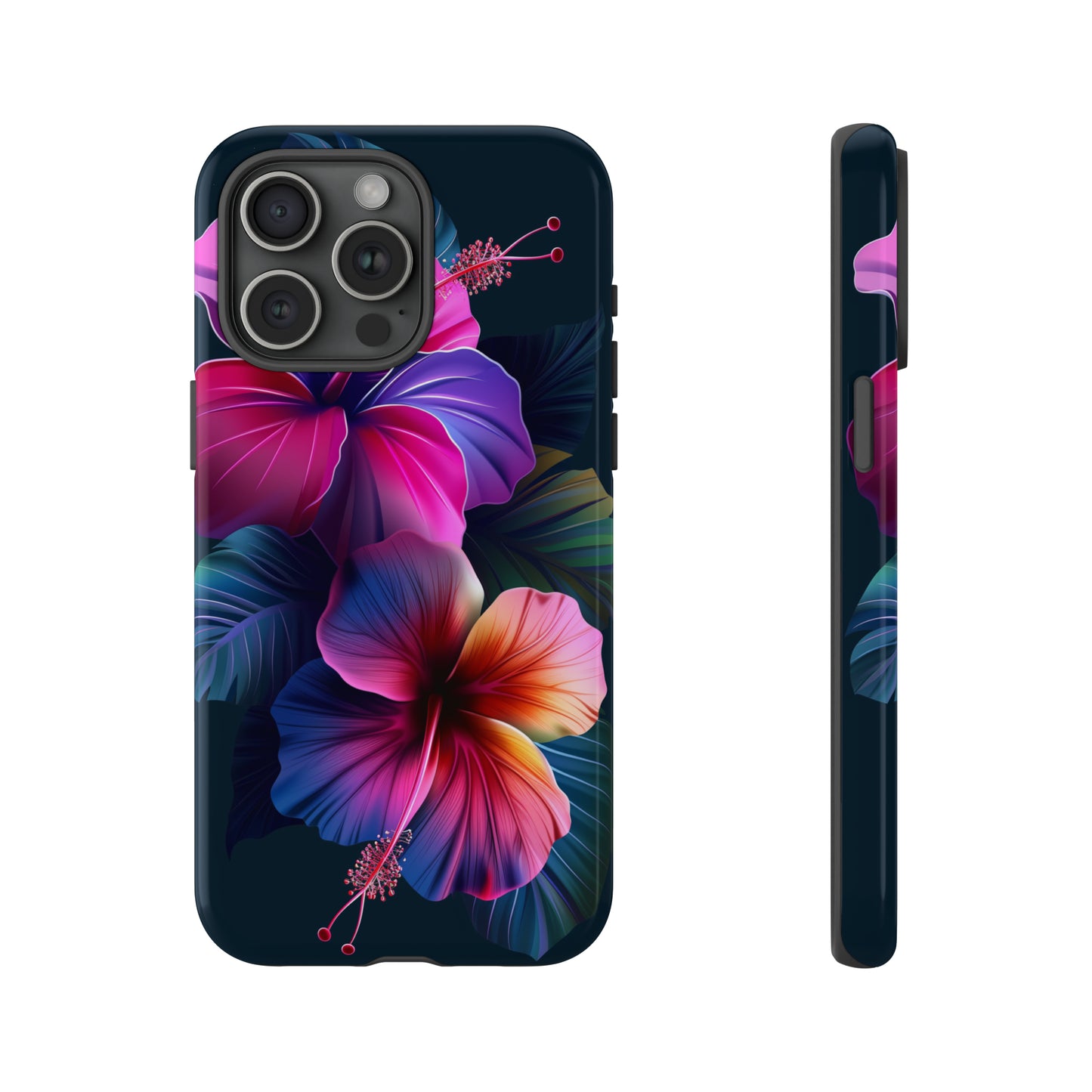 Hibiscus Neon Dark Hawaiian Tropical Phone Case, 808, Island Tropics, Wireless Compatible, Protective Cell Phone Case iPhone, Samsung, Pixel