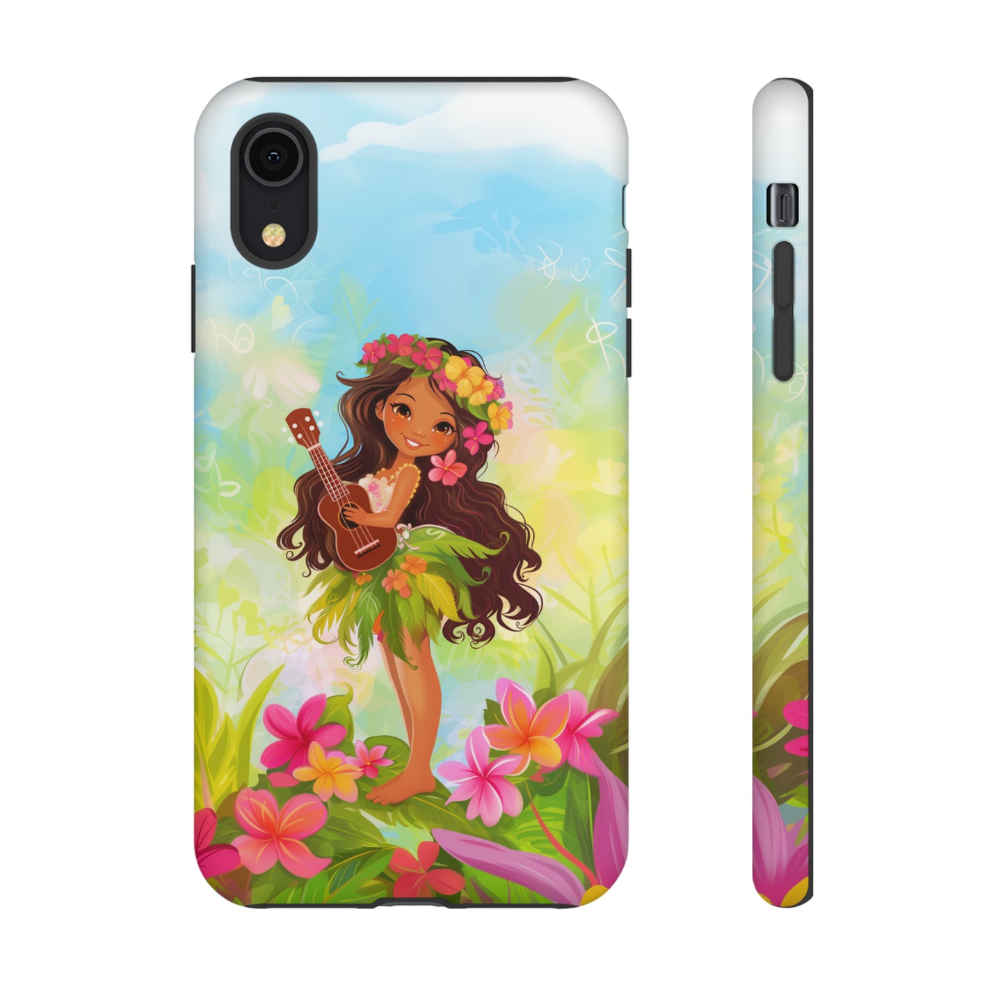Cute Hula Girl Hawaiian Phone Case, Tropical, Hibiscus, Wireless Compatible, Protective Cell Phone Case for iPhone, Samsung, Pixel phones