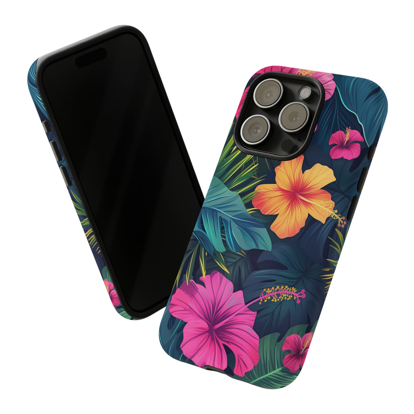 Hibiscus Dark Hawaiian Tropical Phone Case, 808, Island Tropics, Wireless Compatible, Protective Cell Phone Case iPhone, Samsung, Pixel