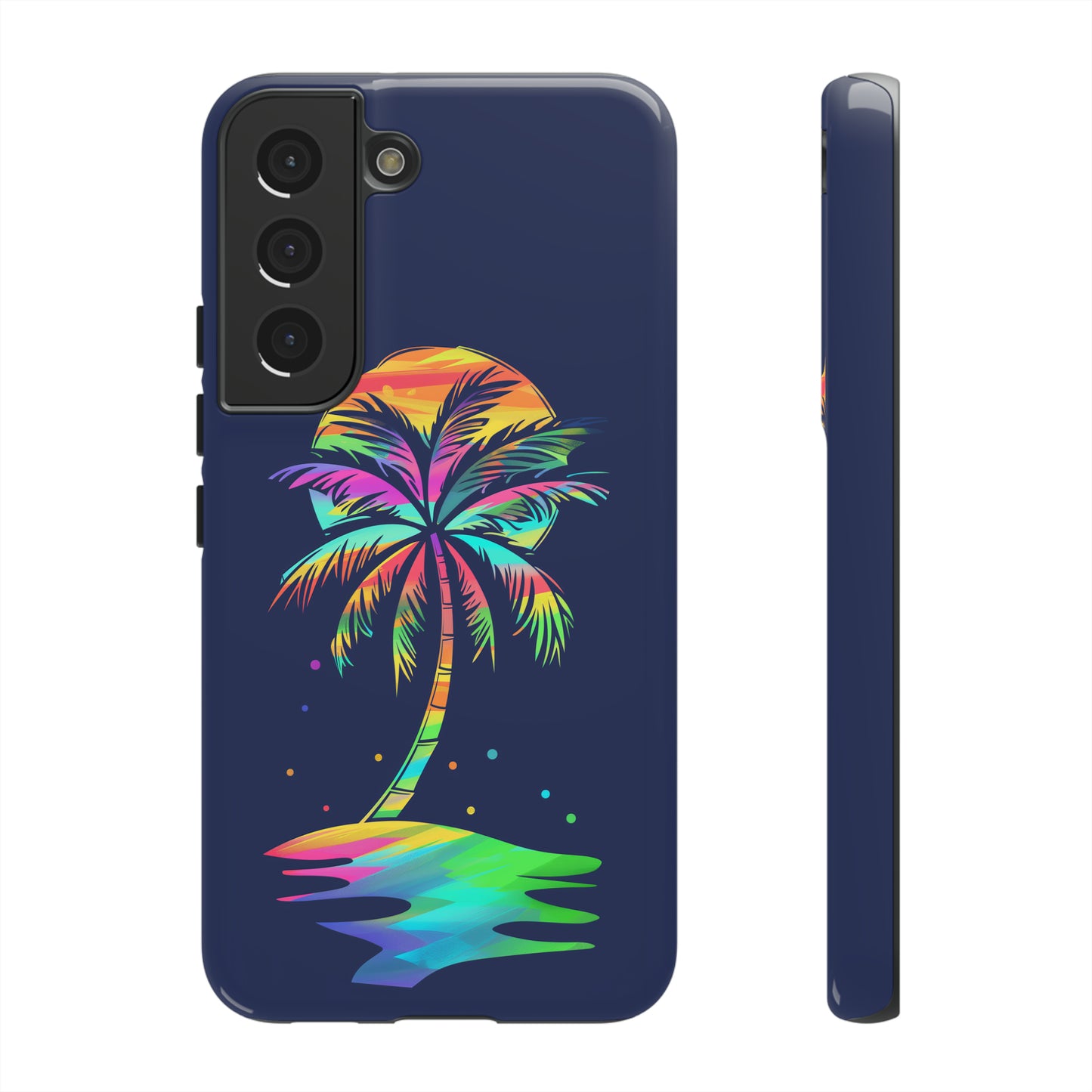 Night Palm Tree Hawaiian Phone Case, Tropical, Hibiscus, Wireless Compatible, Protective Cell Phone Case for iPhone, Samsung, Pixel phones