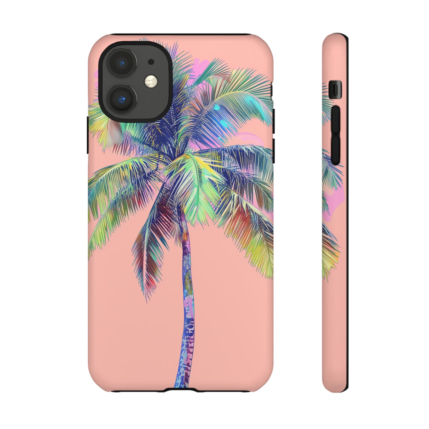 Pink Palm Tree Hawaiian Phone Case, Tropical, Hibiscus, Wireless Compatible, Protective Cell Phone Case for iPhone, Samsung, Pixel phones