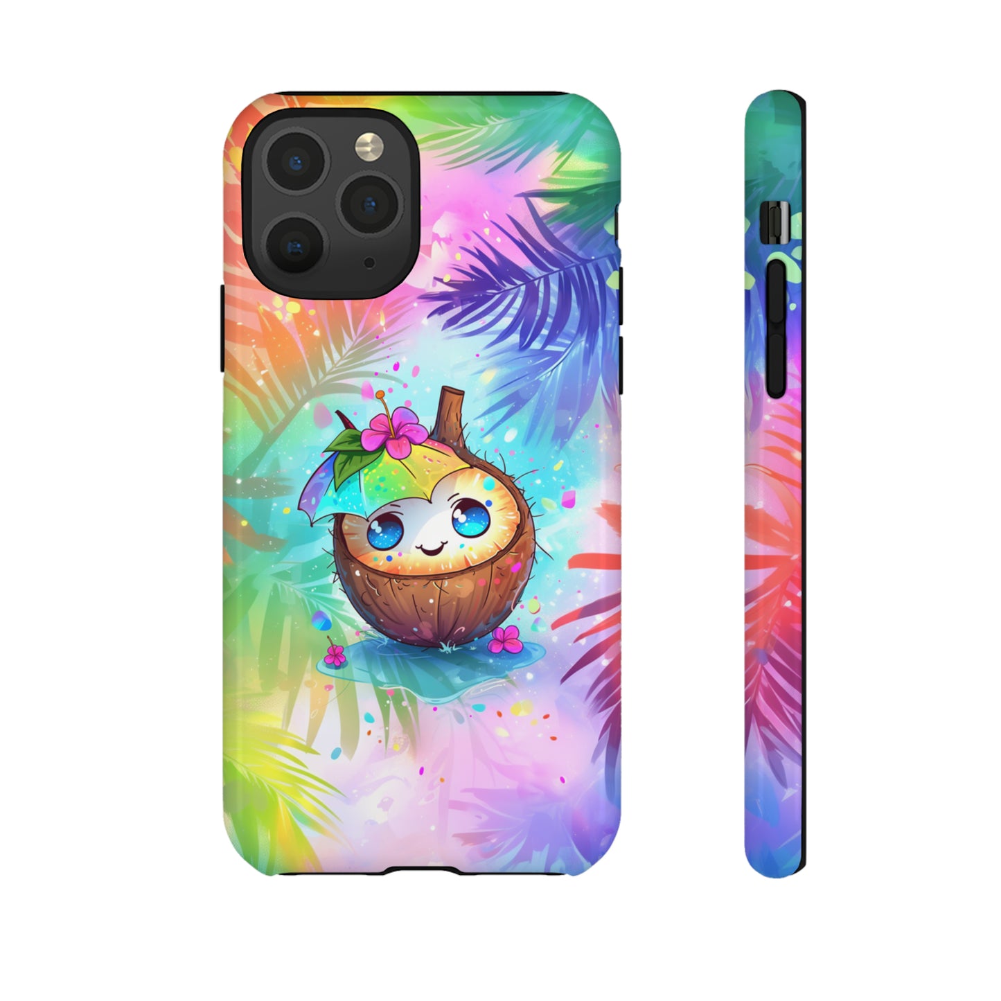 Cute Anime Coconut Hawaiian Tropical Phone Case, 808, Island Tropics, Wireless Compatible, Protective Cell Phone Case iPhone, Samsung, Pixel