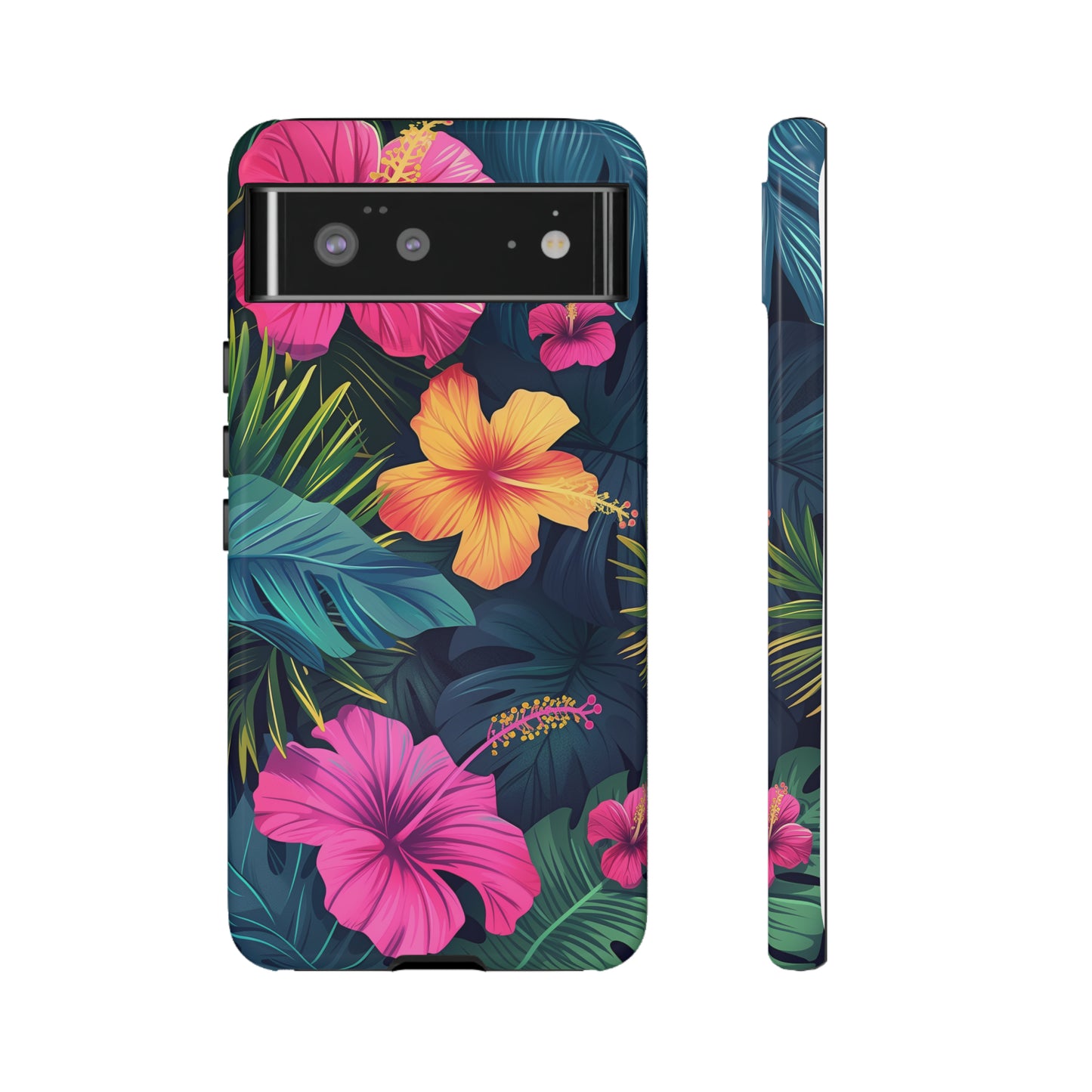 Hibiscus Dark Hawaiian Tropical Phone Case, 808, Island Tropics, Wireless Compatible, Protective Cell Phone Case iPhone, Samsung, Pixel