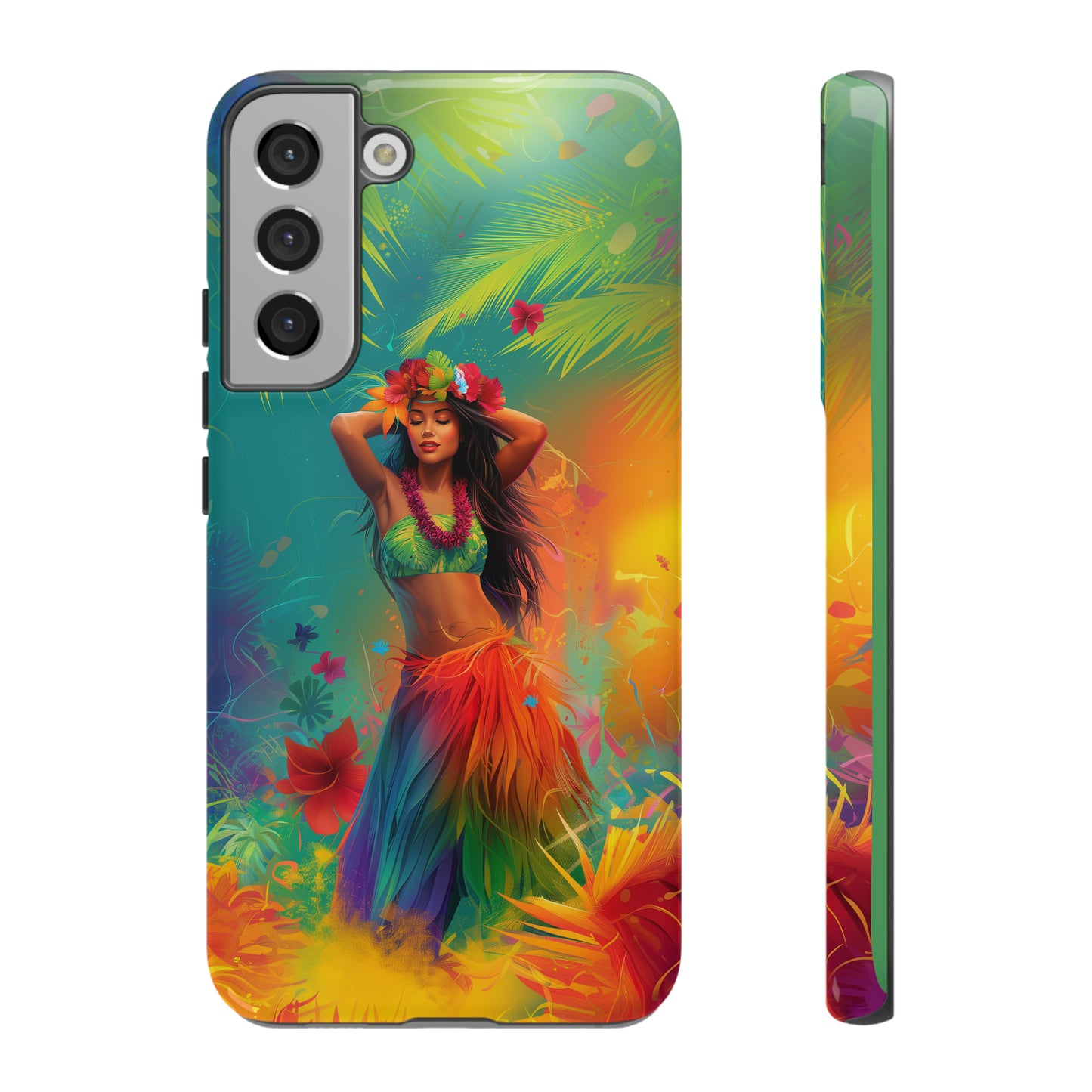Hula Girl Hawaiian Phone Case, Tropical, Hibiscus, Wireless Compatible, Protective Cell Phone Case for iPhone, Samsung, Pixel phones