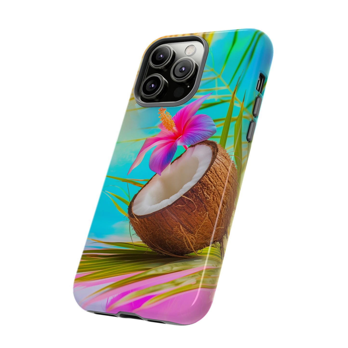 Coconut Colorful Hawaiian Tropical Phone Case, 808, Island Tropics, Wireless Compatible, Protective Cell Phone Case iPhone, Samsung, Pixel