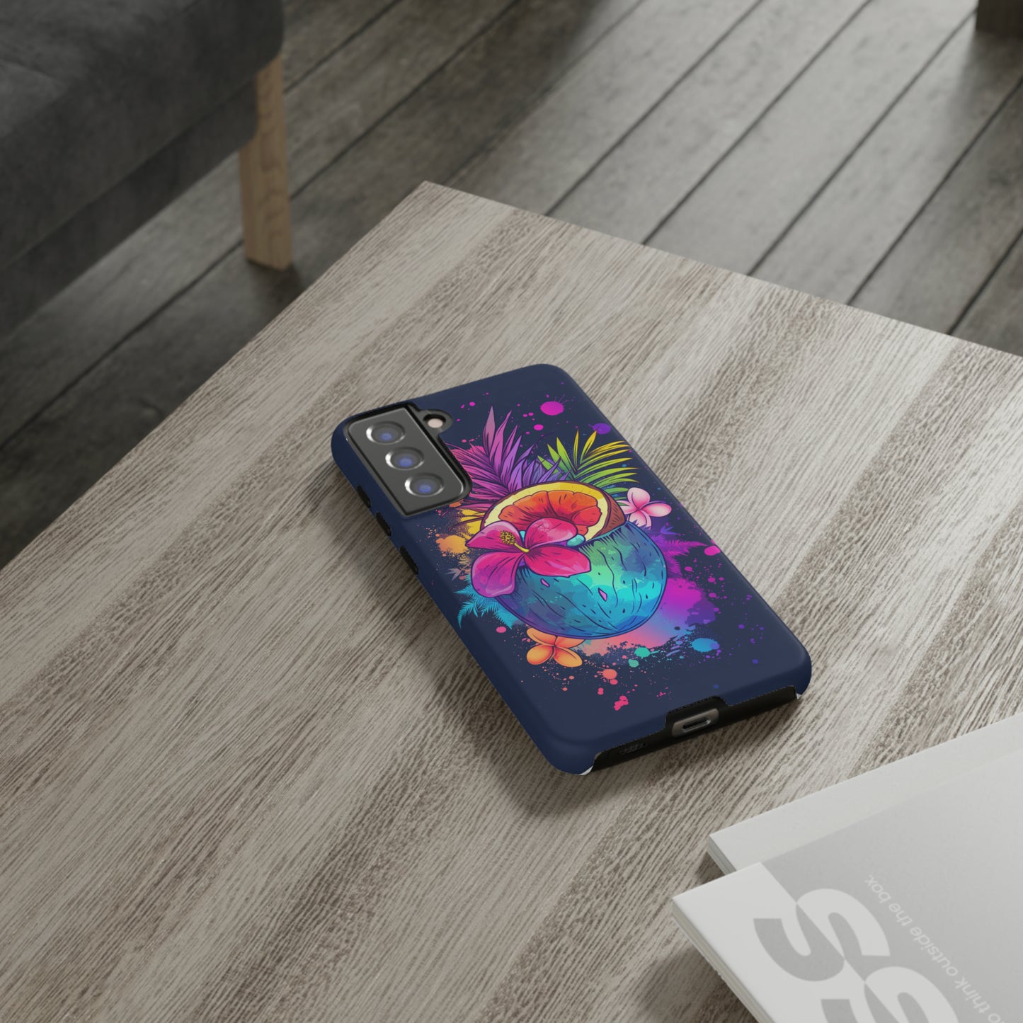 Coconut Dark Colorful Hawaiian Tropical Phone Case, Island Tropics, Wireless Compatible, Protective Cell Phone Case iPhone, Samsung, Pixel