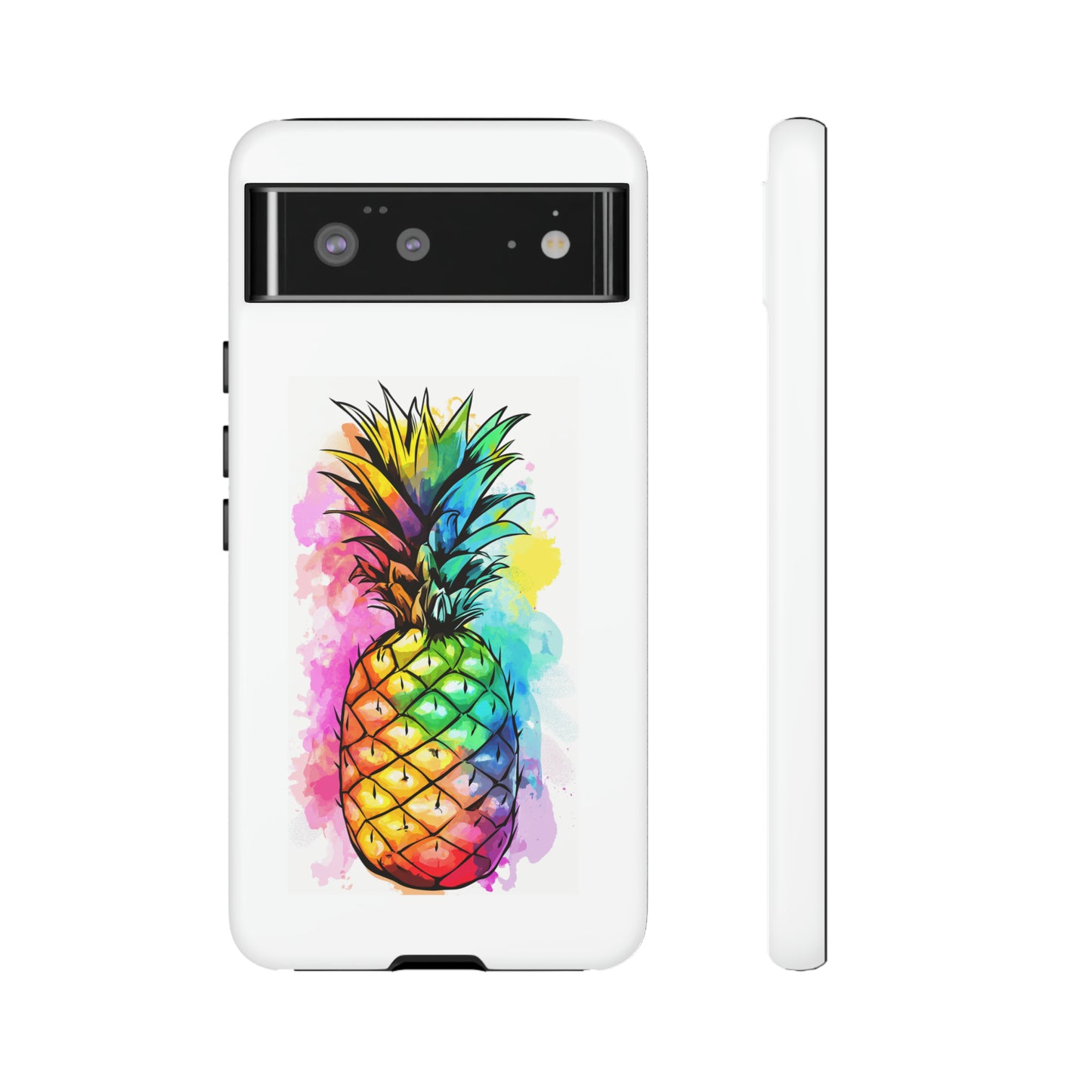 Color Splash Pineapple Hawaiian Phone Case, Tropical, Hibiscus, Wireless Compatible, Protective Cell Phone Case for iPhone, Samsung, Pixel