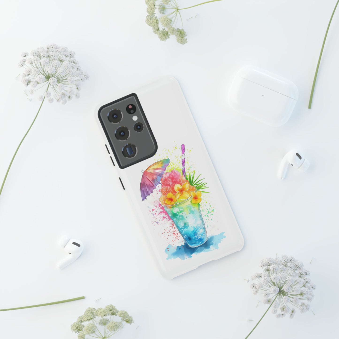 Shave Ice Plumerias Hawaiian Tropical Phone Case, 808, Island Tropics, Wireless Compatible, Protective Cell Case iPhone, Samsung, Pixel
