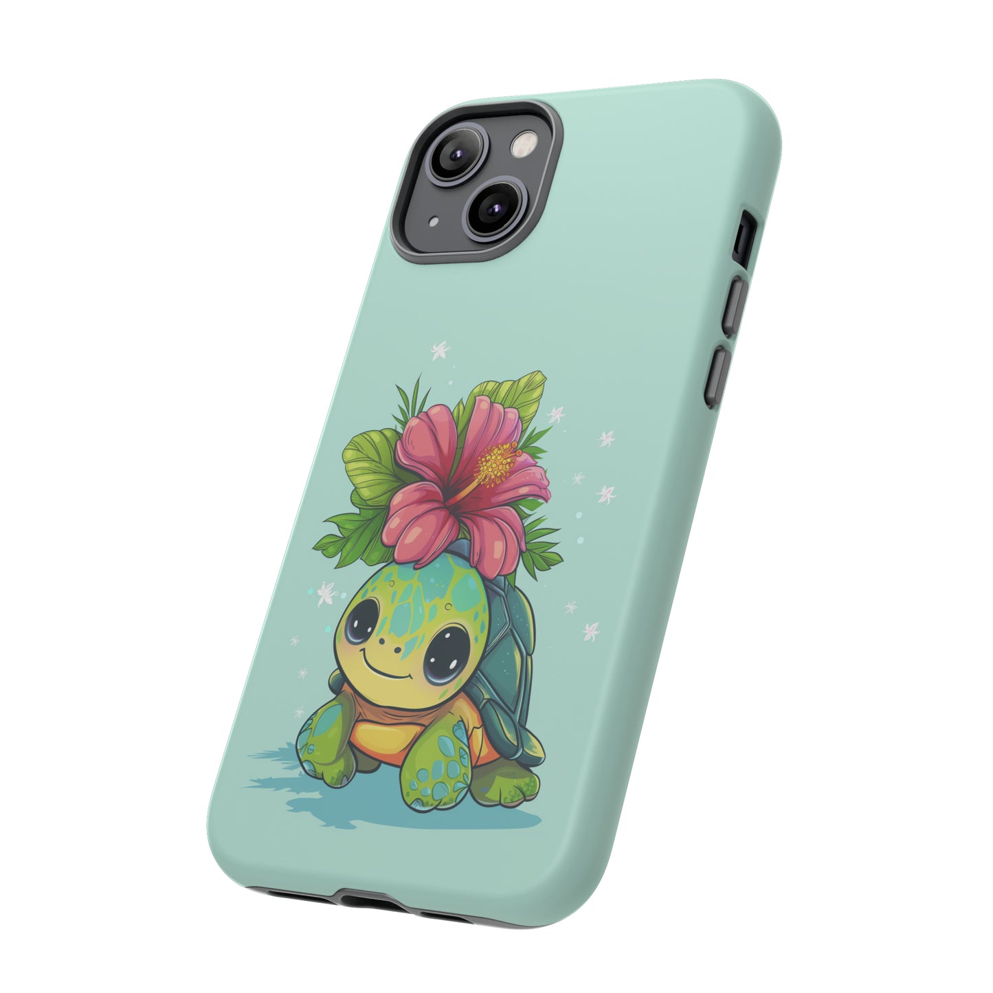 Cute Turtle Hawaiian Phone Case, Tropical, Hibiscus, Wireless Compatible, Protective Cell Phone Case for iPhone, Samsung, Pixel phones