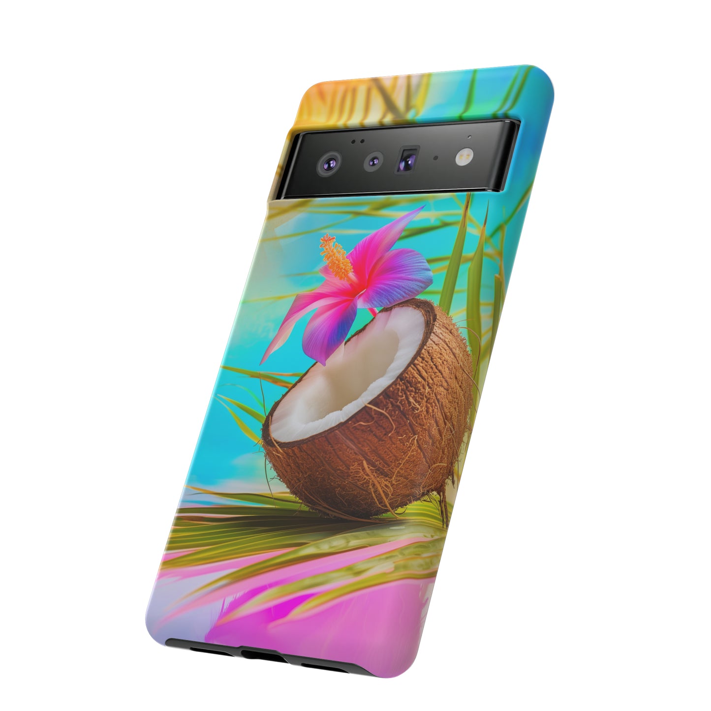 Coconut Colorful Hawaiian Tropical Phone Case, 808, Island Tropics, Wireless Compatible, Protective Cell Phone Case iPhone, Samsung, Pixel