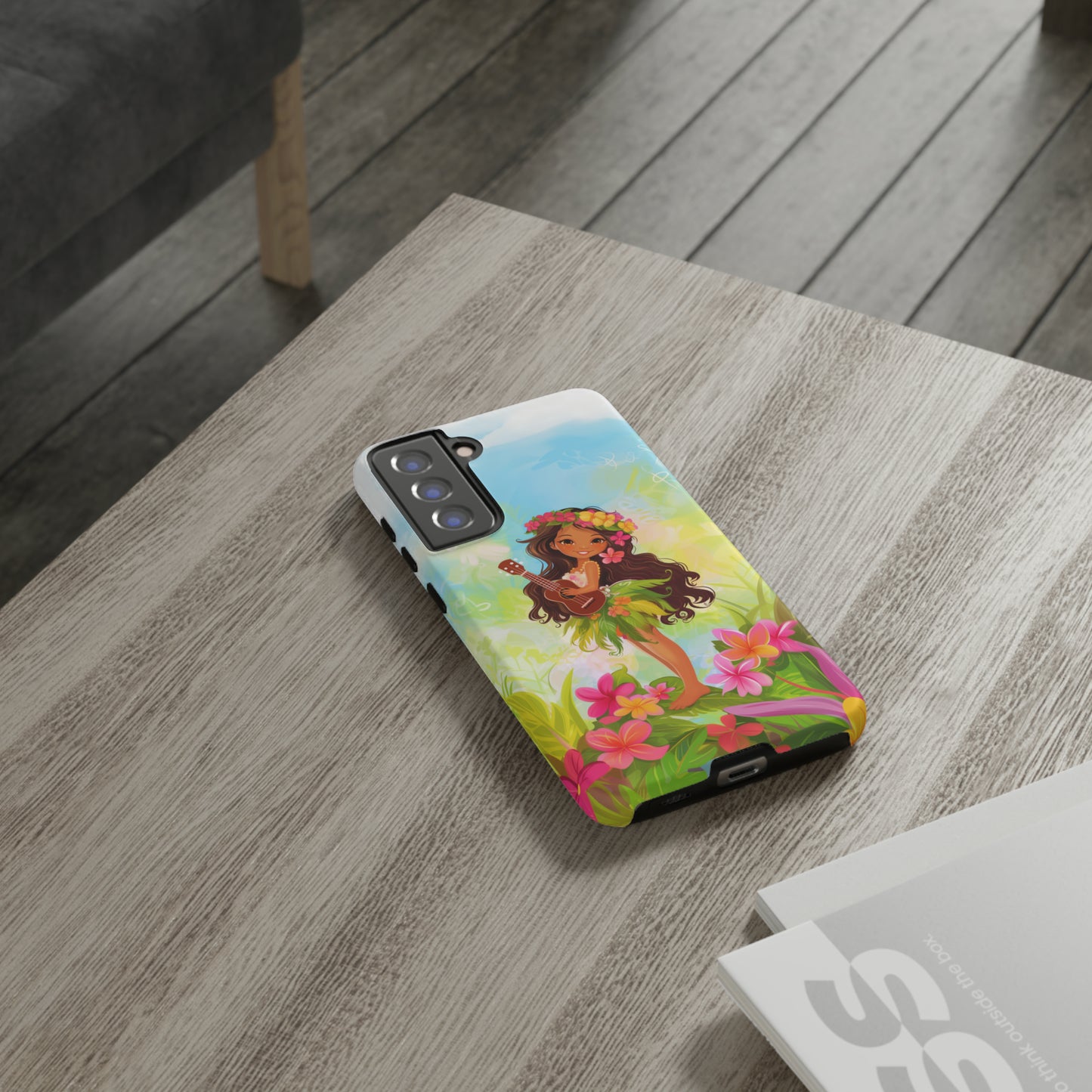 Cute Hula Girl Hawaiian Phone Case, Tropical, Hibiscus, Wireless Compatible, Protective Cell Phone Case for iPhone, Samsung, Pixel phones