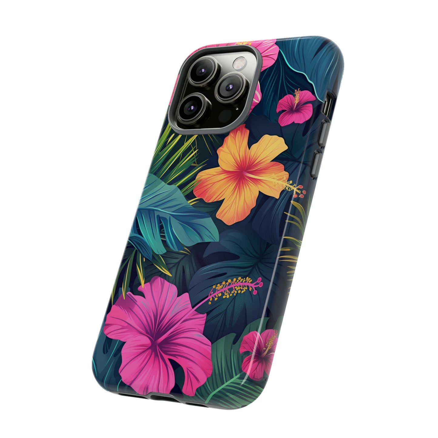 Hibiscus Dark Hawaiian Tropical Phone Case, 808, Island Tropics, Wireless Compatible, Protective Cell Phone Case iPhone, Samsung, Pixel