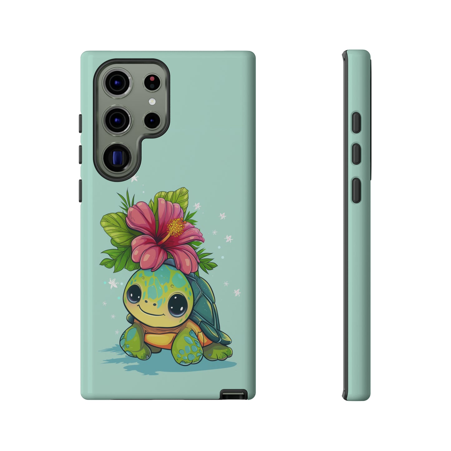 Cute Turtle Hawaiian Phone Case, Tropical, Hibiscus, Wireless Compatible, Protective Cell Phone Case for iPhone, Samsung, Pixel phones