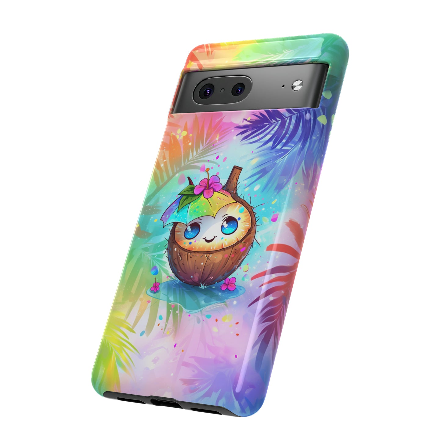 Cute Anime Coconut Hawaiian Tropical Phone Case, 808, Island Tropics, Wireless Compatible, Protective Cell Phone Case iPhone, Samsung, Pixel