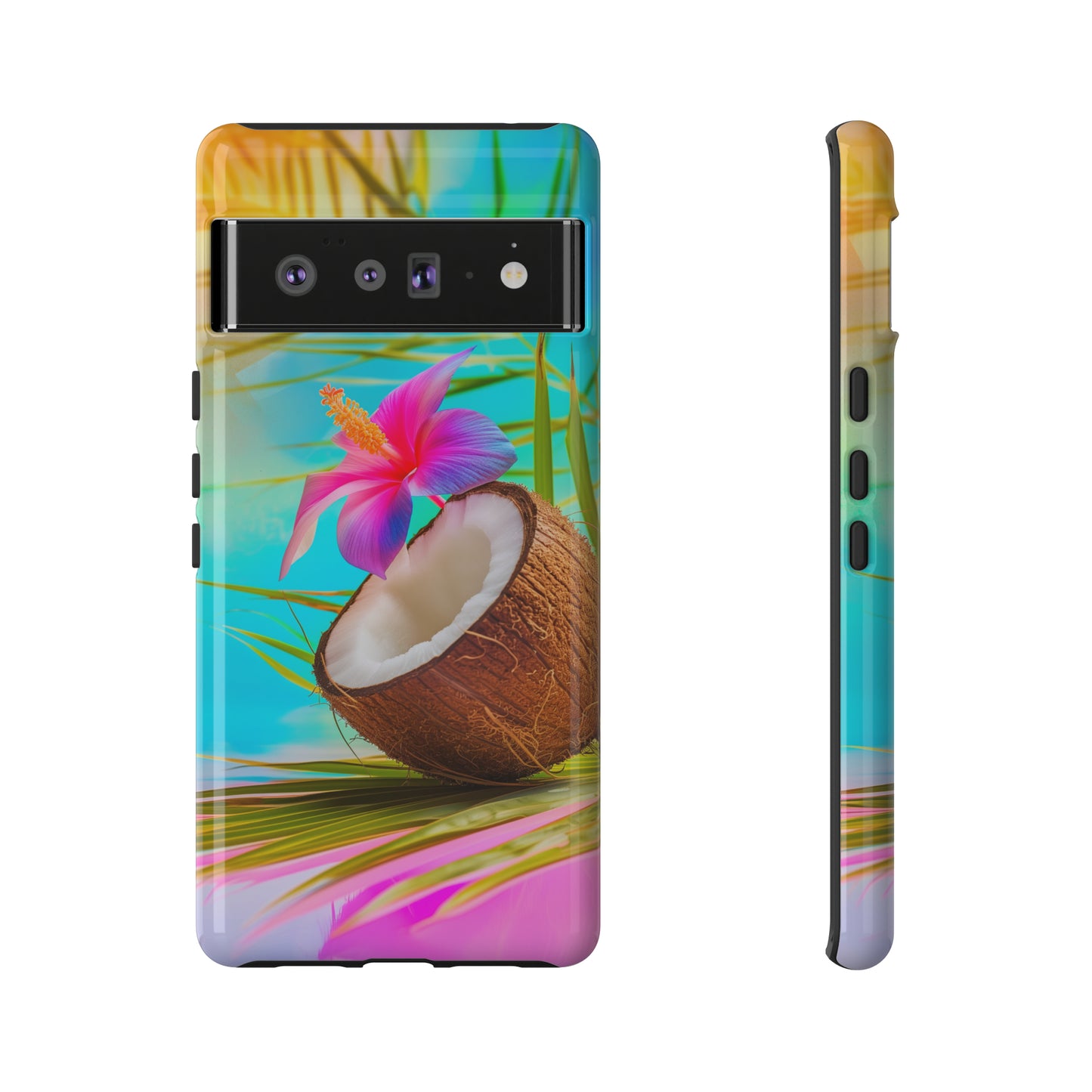 Coconut Colorful Hawaiian Tropical Phone Case, 808, Island Tropics, Wireless Compatible, Protective Cell Phone Case iPhone, Samsung, Pixel
