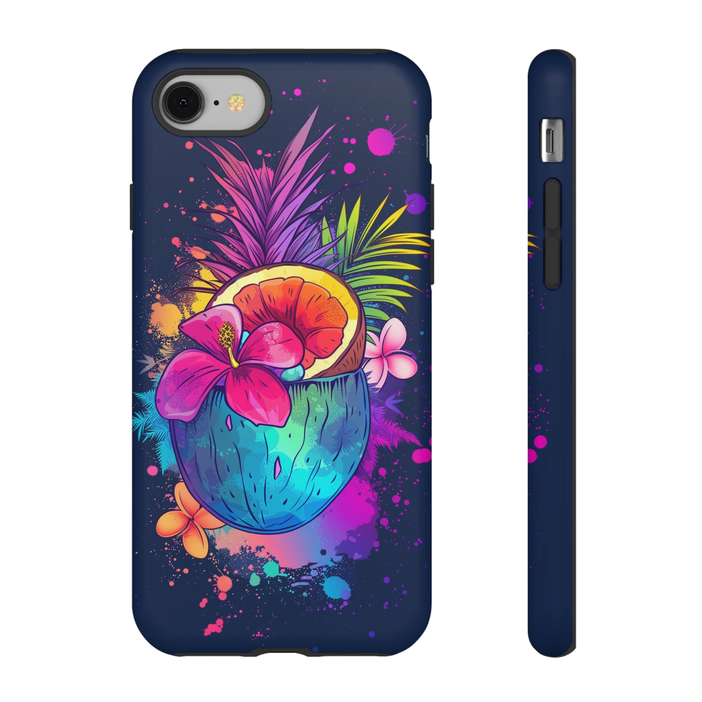 Coconut Dark Colorful Hawaiian Tropical Phone Case, Island Tropics, Wireless Compatible, Protective Cell Phone Case iPhone, Samsung, Pixel