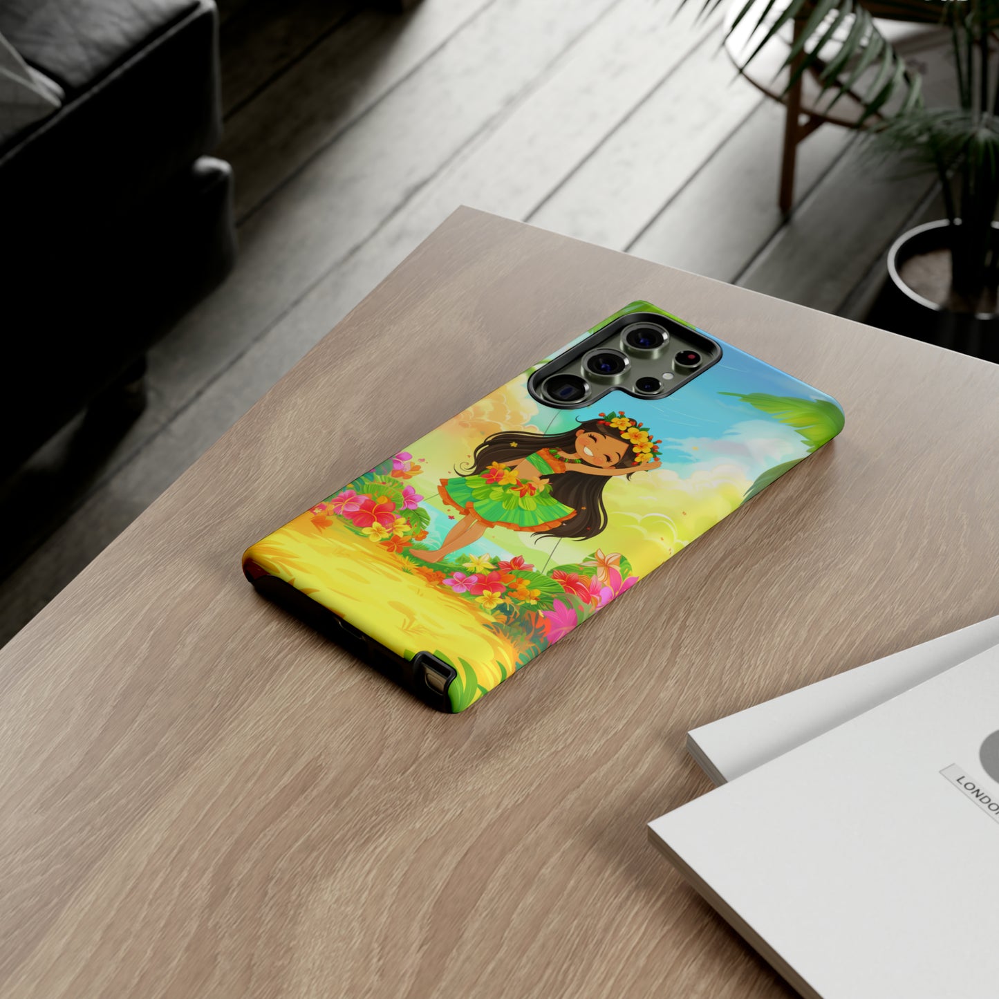 Cute Hula Girl Hawaiian Phone Case, Tropical, Hibiscus, Wireless Compatible, Protective Cell Phone Case for iPhone, Samsung, Pixel phones