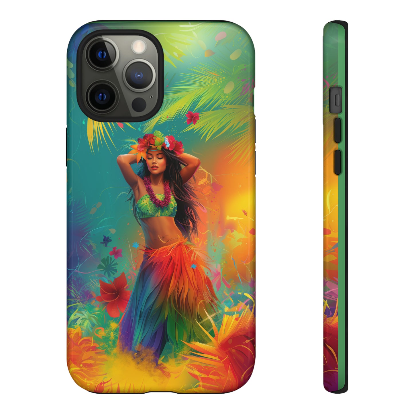 Hula Girl Hawaiian Phone Case, Tropical, Hibiscus, Wireless Compatible, Protective Cell Phone Case for iPhone, Samsung, Pixel phones