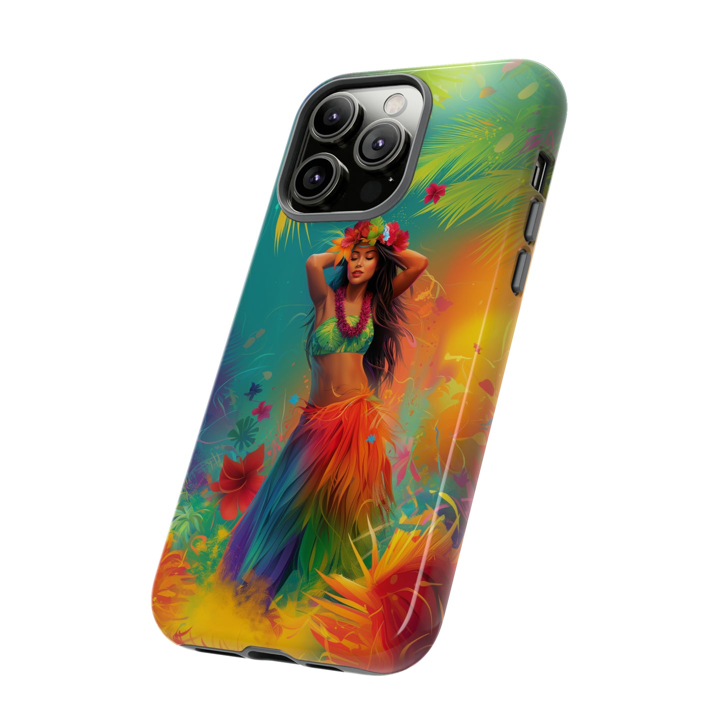 Hula Girl Hawaiian Phone Case, Tropical, Hibiscus, Wireless Compatible, Protective Cell Phone Case for iPhone, Samsung, Pixel phones