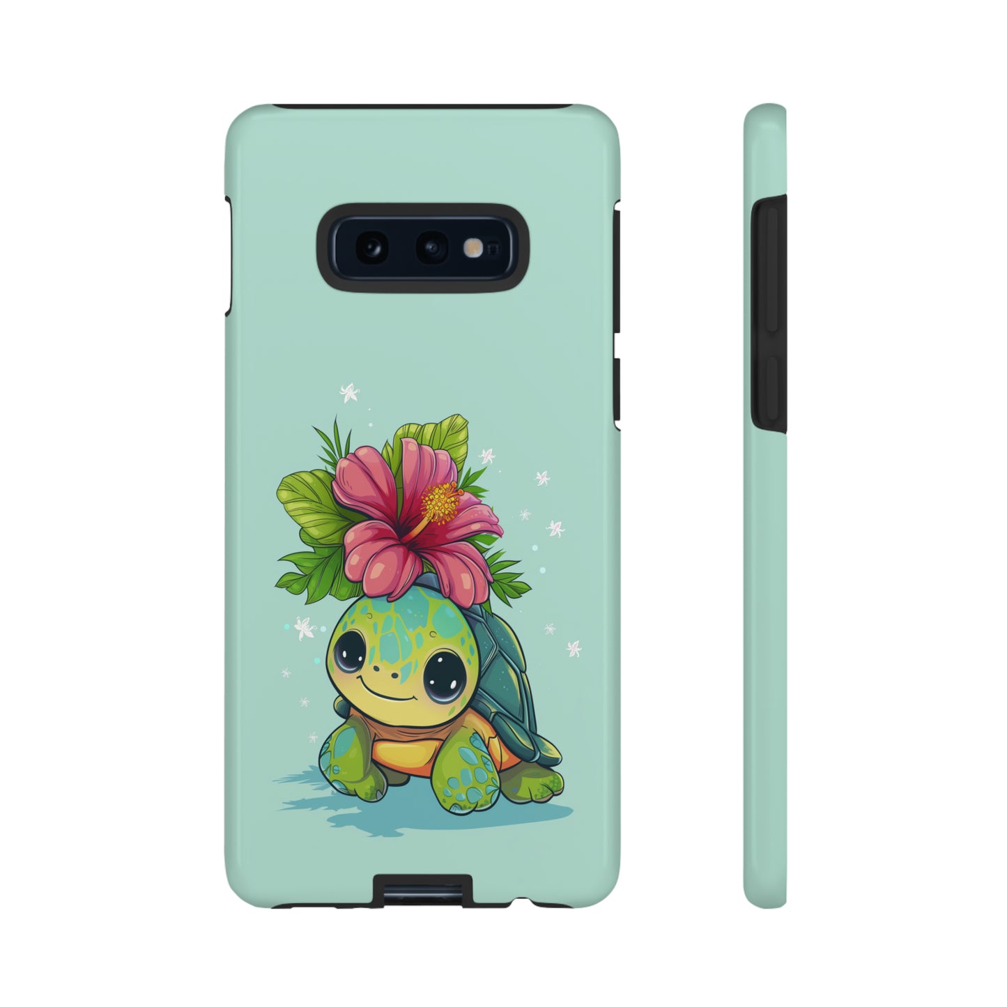 Cute Turtle Hawaiian Phone Case, Tropical, Hibiscus, Wireless Compatible, Protective Cell Phone Case for iPhone, Samsung, Pixel phones