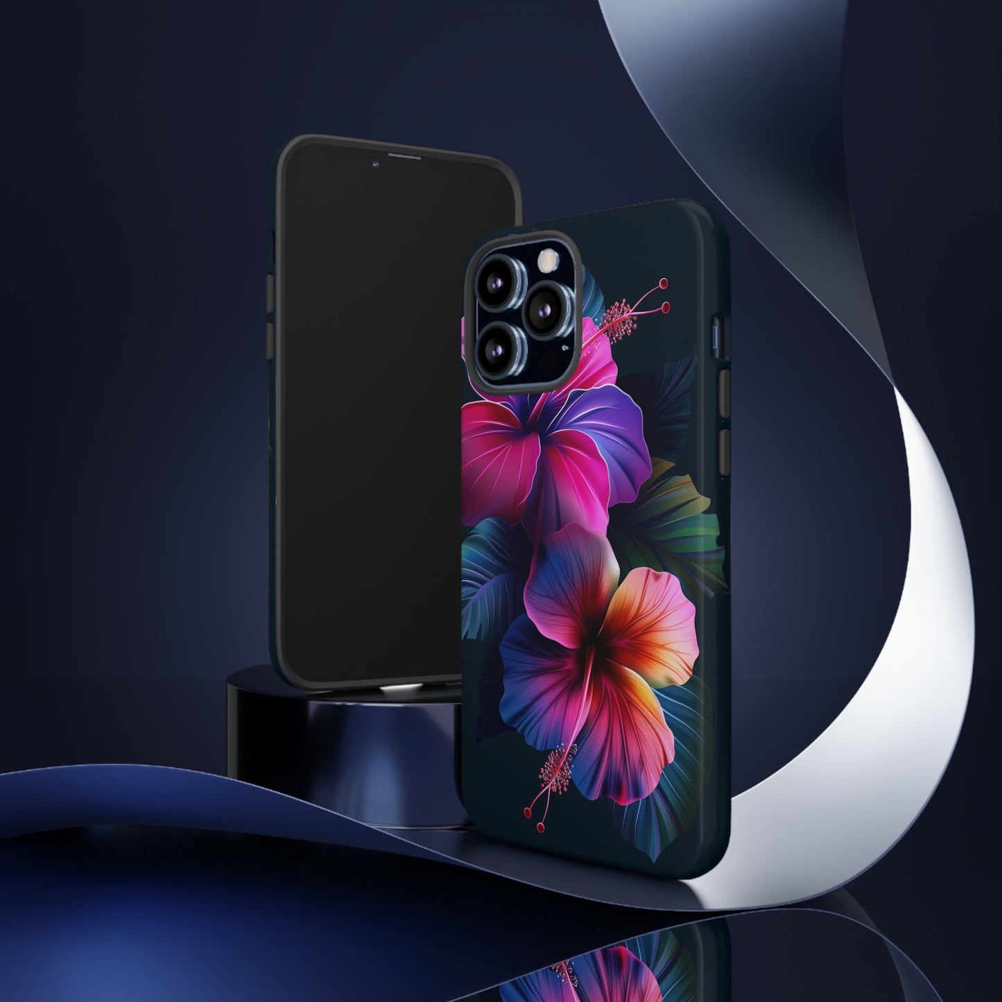 Hibiscus Neon Dark Hawaiian Tropical Phone Case, 808, Island Tropics, Wireless Compatible, Protective Cell Phone Case iPhone, Samsung, Pixel