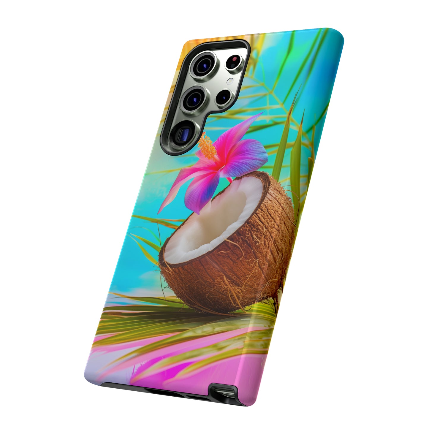 Coconut Colorful Hawaiian Tropical Phone Case, 808, Island Tropics, Wireless Compatible, Protective Cell Phone Case iPhone, Samsung, Pixel